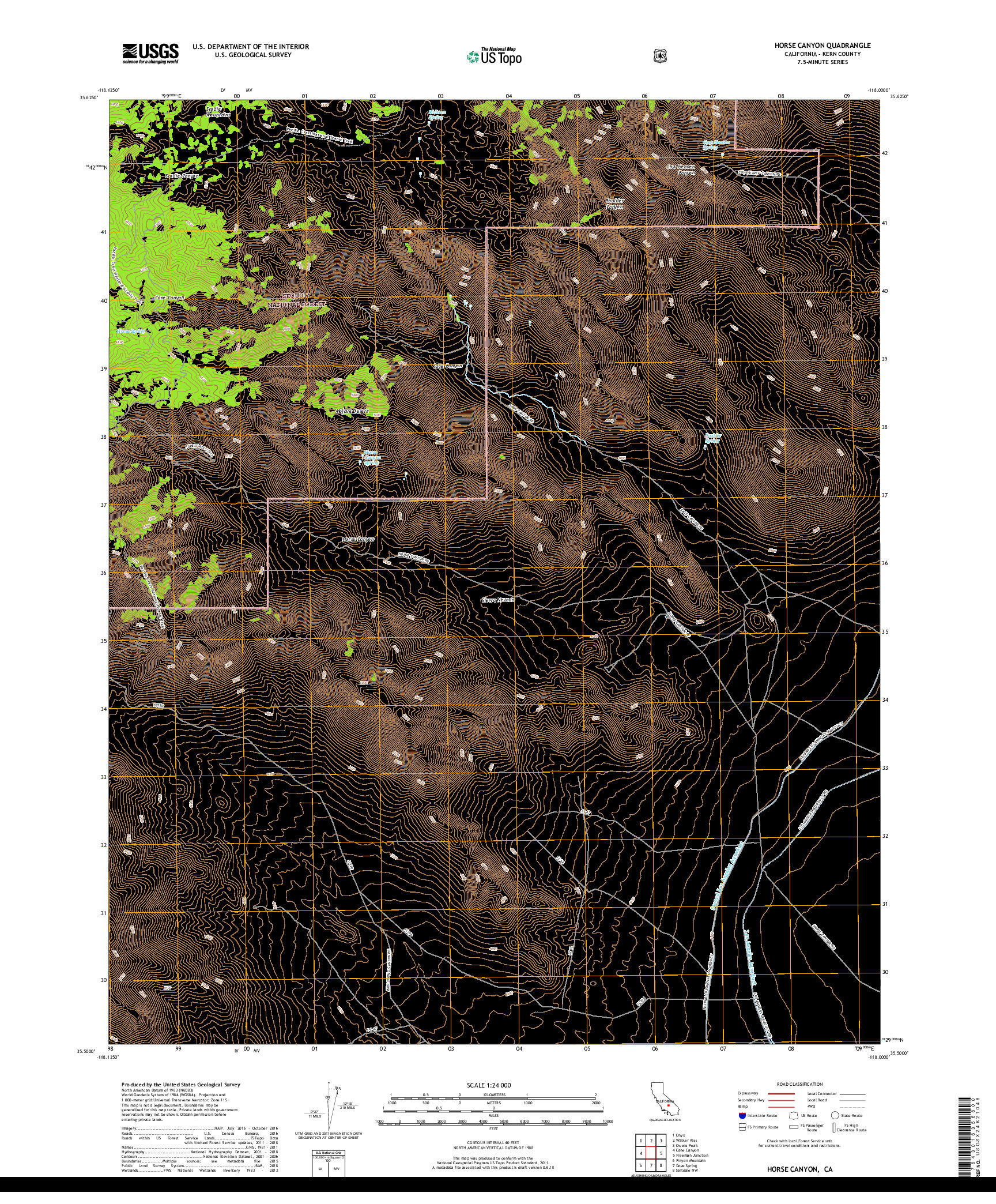 USGS US TOPO 7.5-MINUTE MAP FOR HORSE CANYON, CA 2018