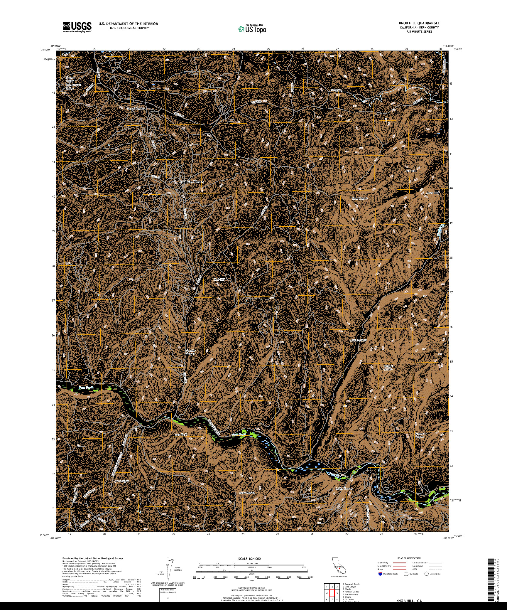 USGS US TOPO 7.5-MINUTE MAP FOR KNOB HILL, CA 2018