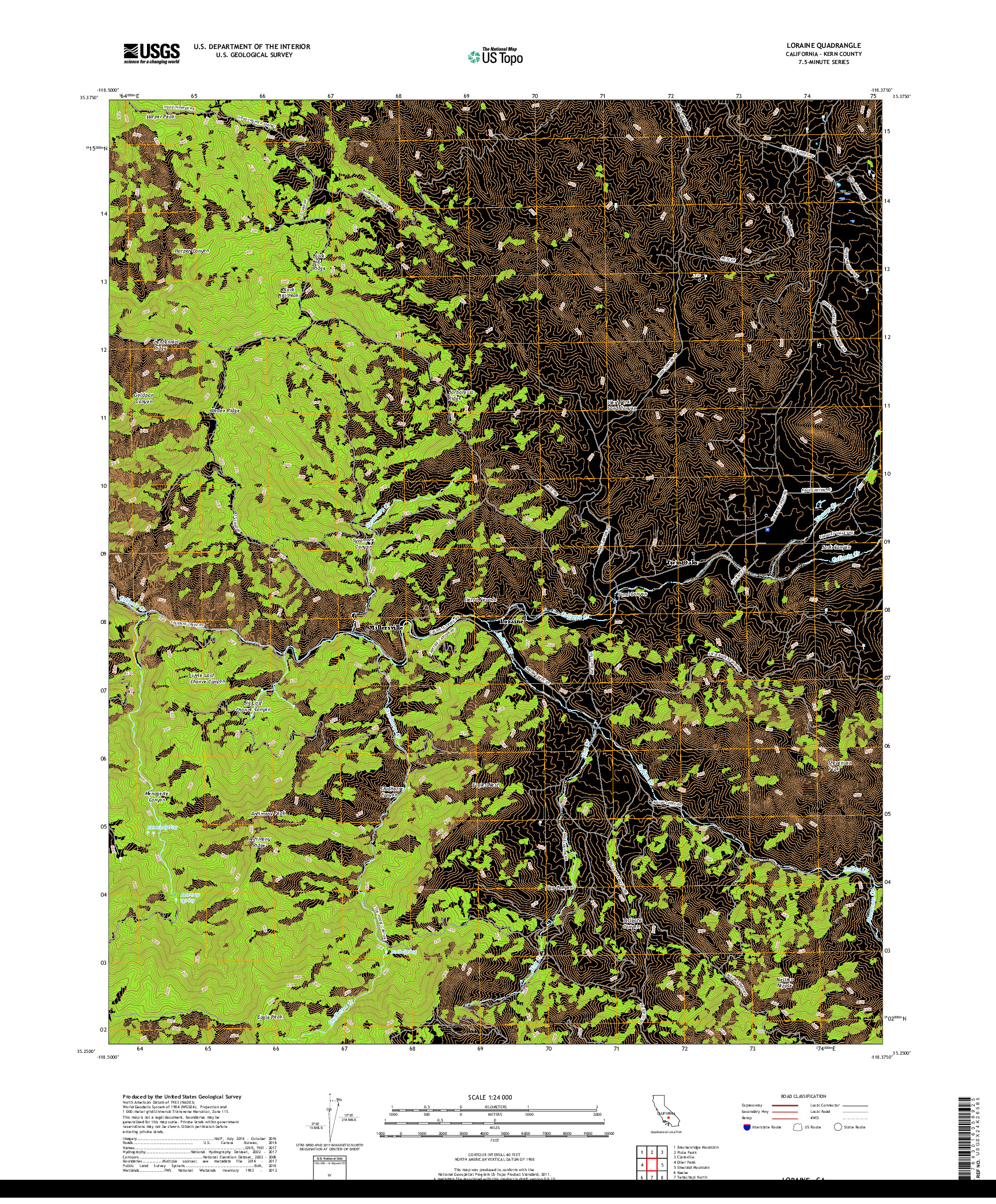 USGS US TOPO 7.5-MINUTE MAP FOR LORAINE, CA 2018
