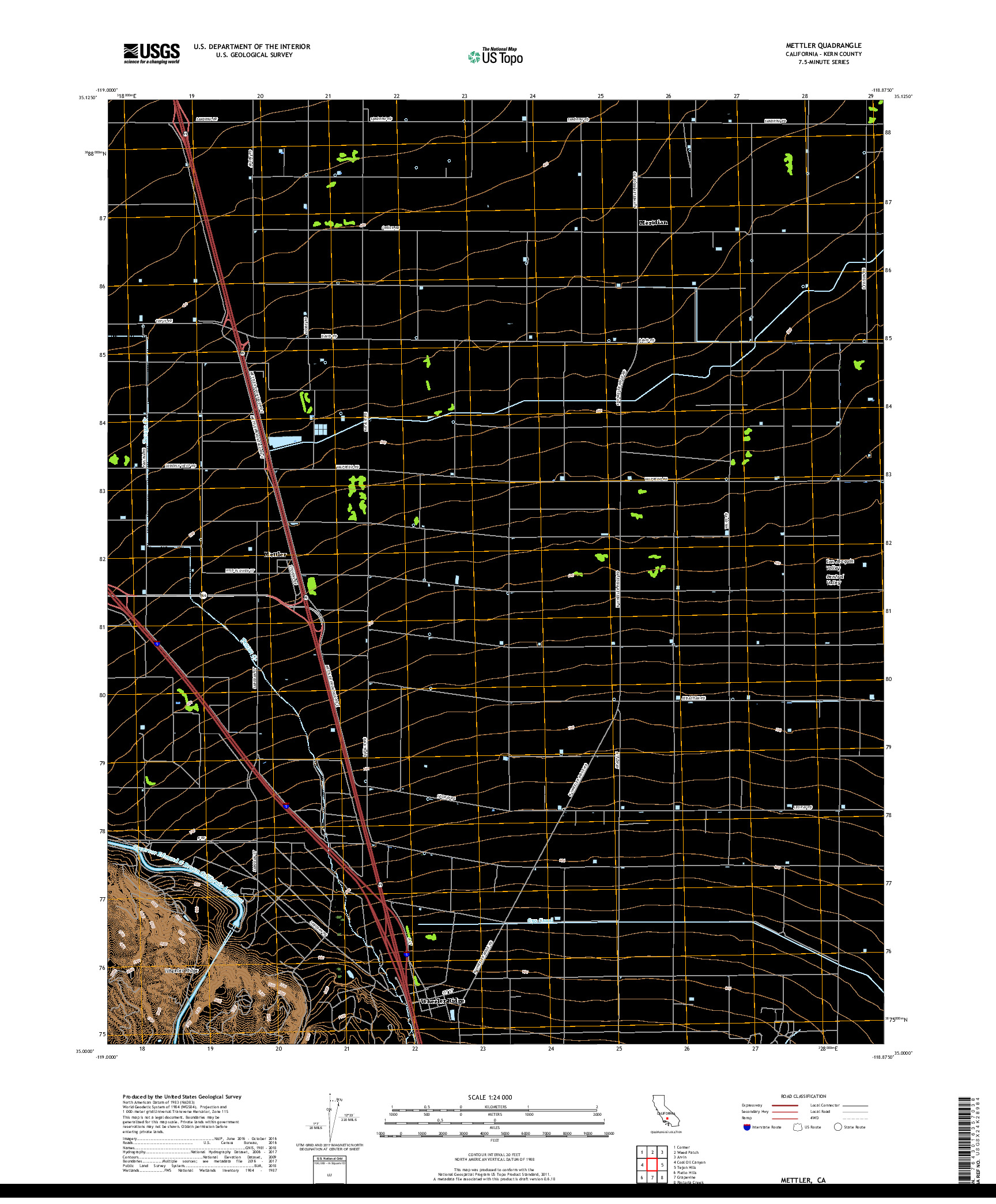 USGS US TOPO 7.5-MINUTE MAP FOR METTLER, CA 2018