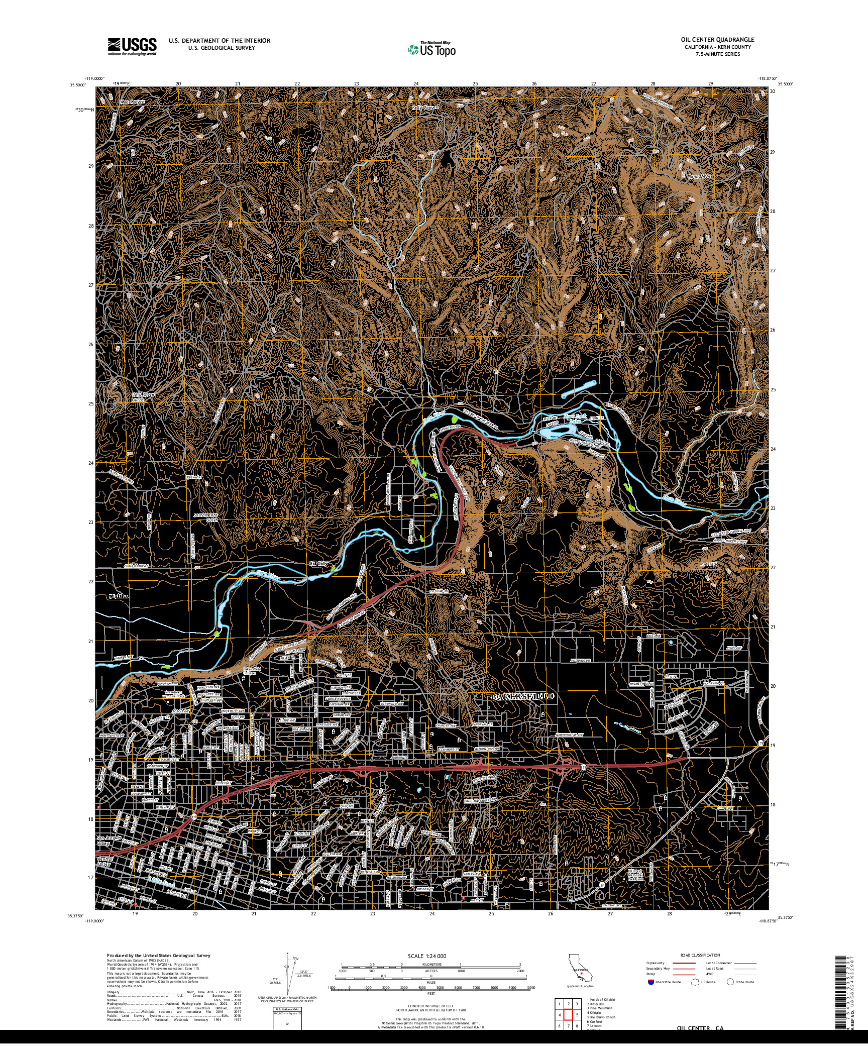 USGS US TOPO 7.5-MINUTE MAP FOR OIL CENTER, CA 2018