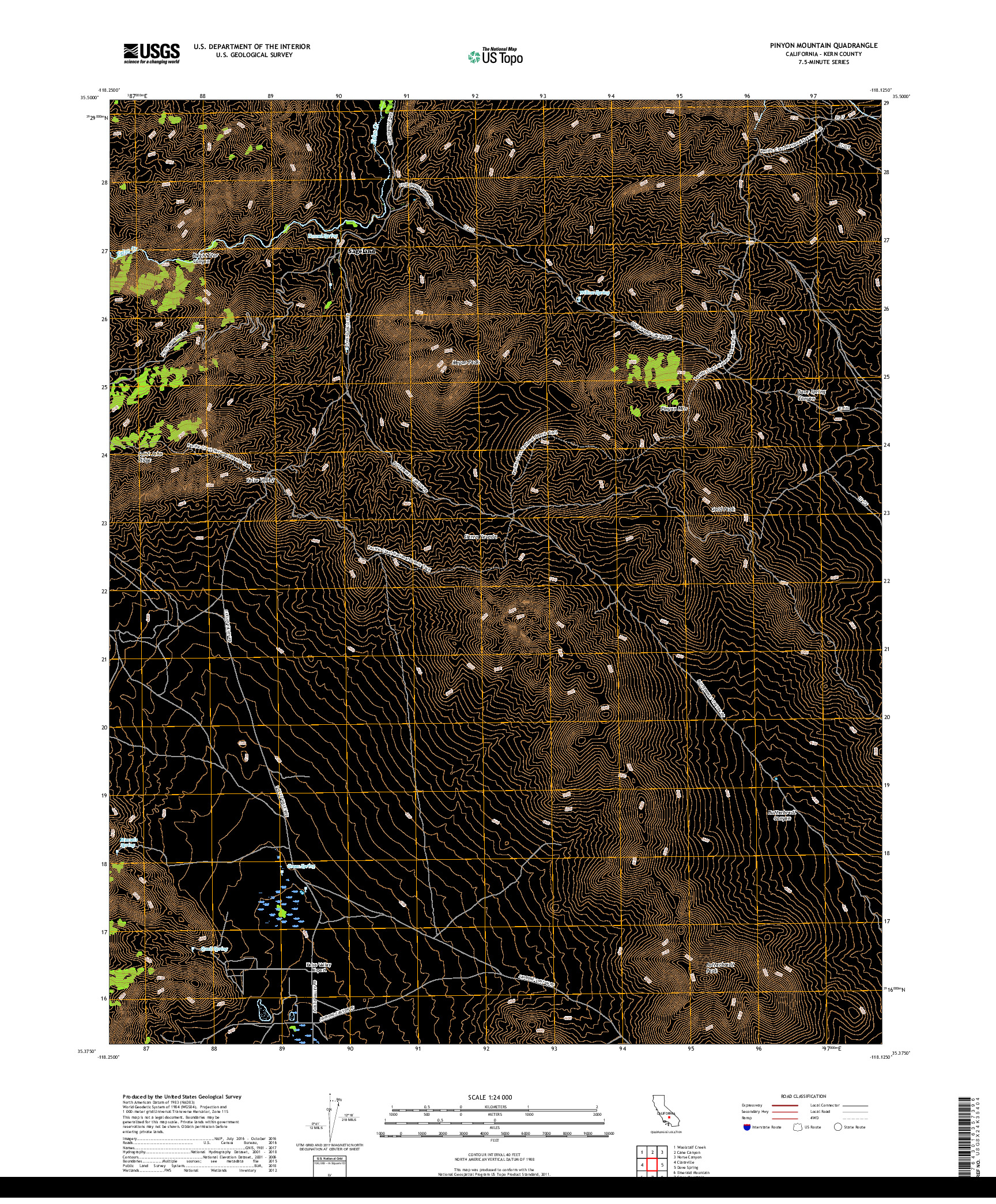 USGS US TOPO 7.5-MINUTE MAP FOR PINYON MOUNTAIN, CA 2018