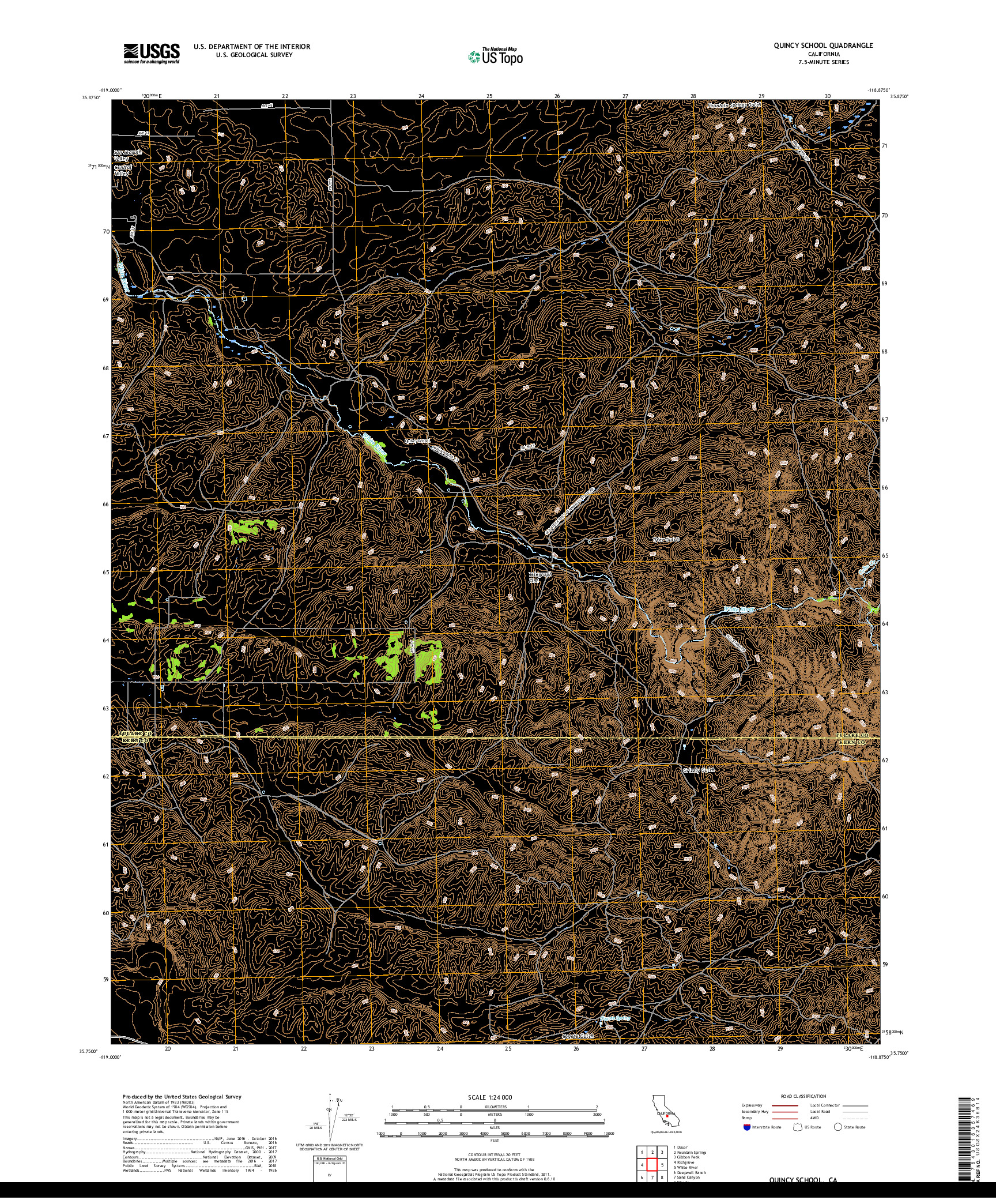 USGS US TOPO 7.5-MINUTE MAP FOR QUINCY SCHOOL, CA 2018