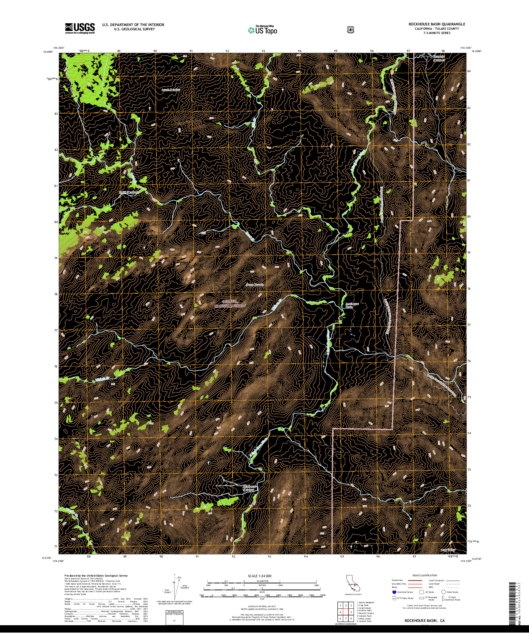 USGS US TOPO 7.5-MINUTE MAP FOR ROCKHOUSE BASIN, CA 2018