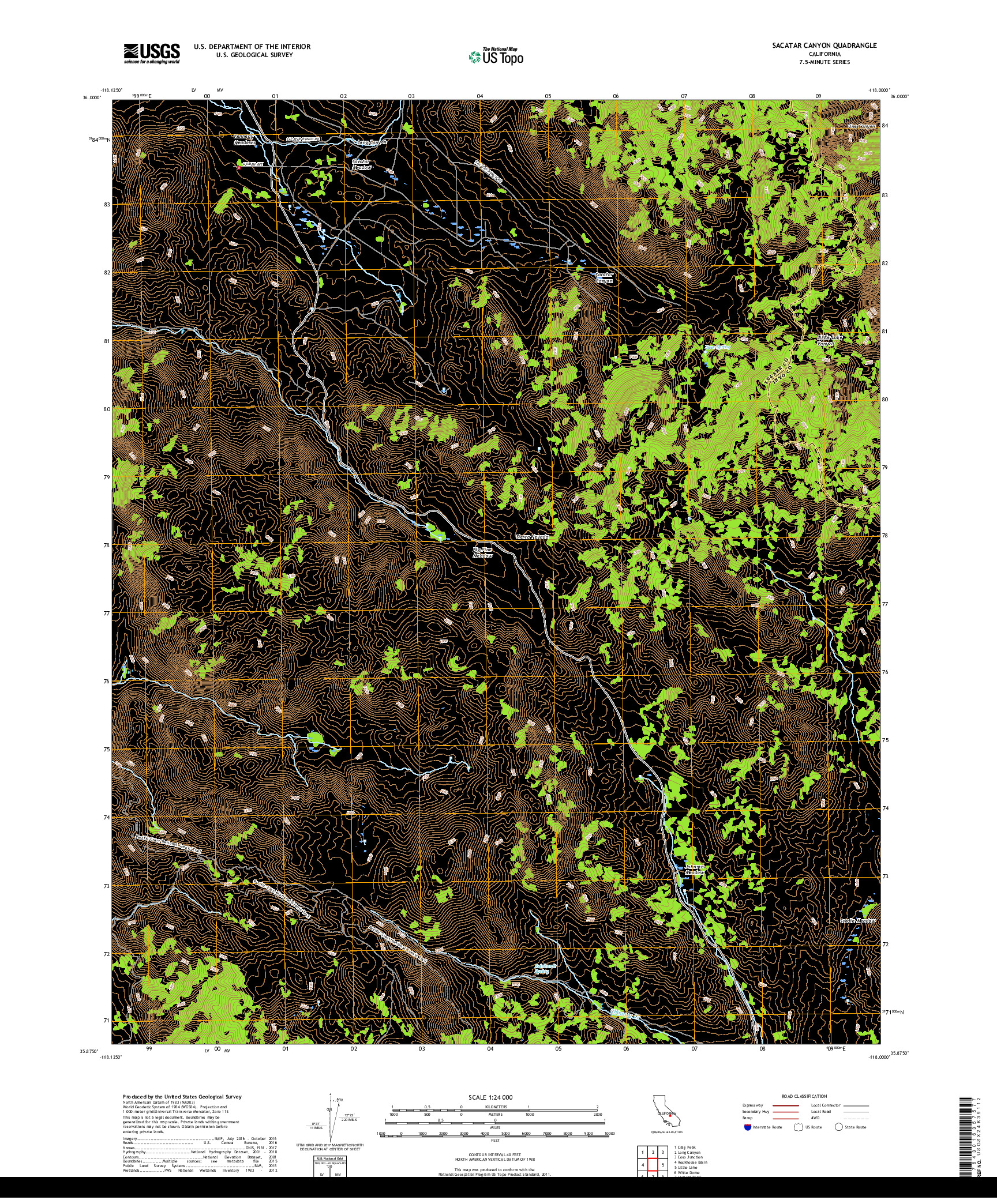USGS US TOPO 7.5-MINUTE MAP FOR SACATAR CANYON, CA 2018