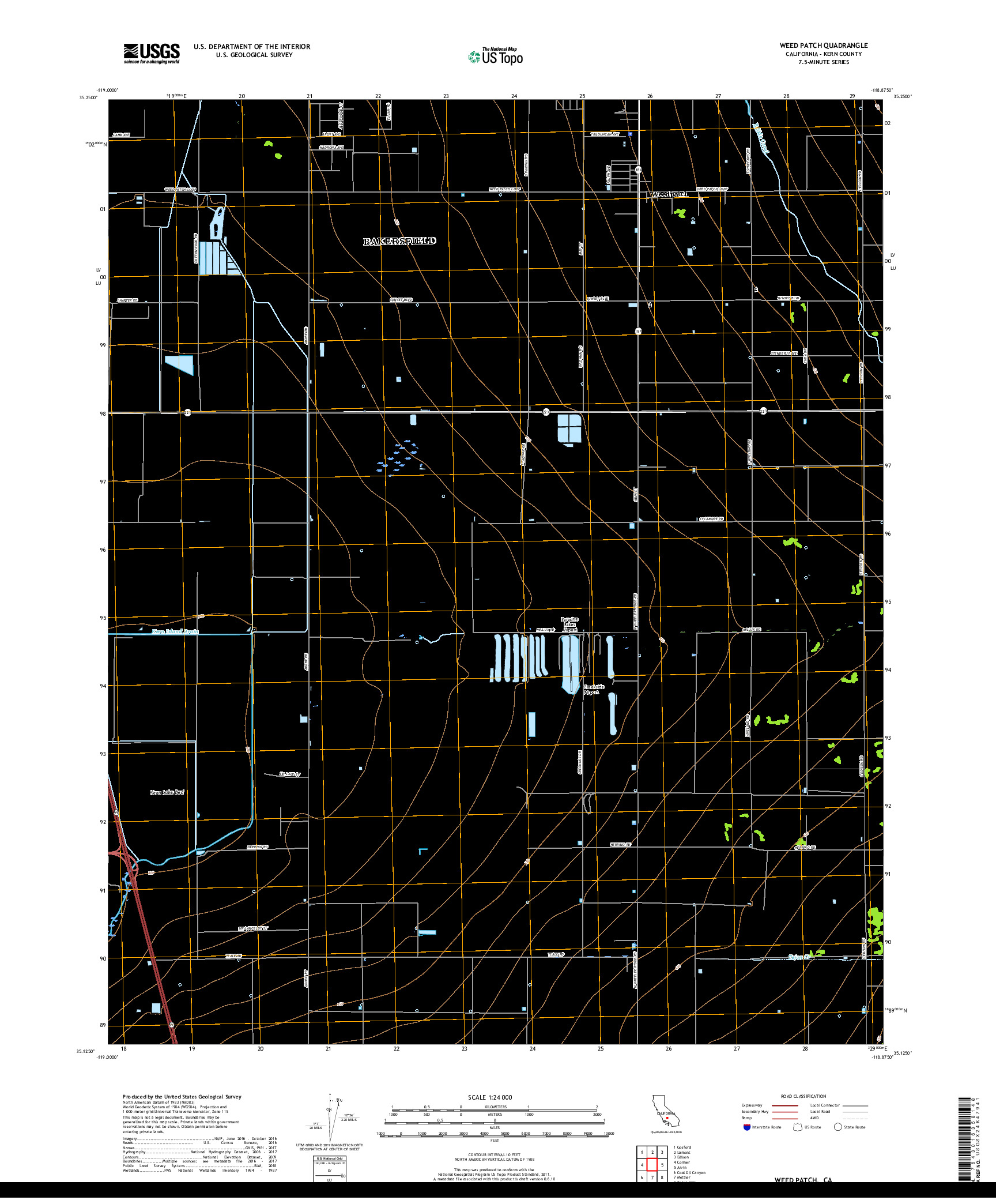 USGS US TOPO 7.5-MINUTE MAP FOR WEED PATCH, CA 2018