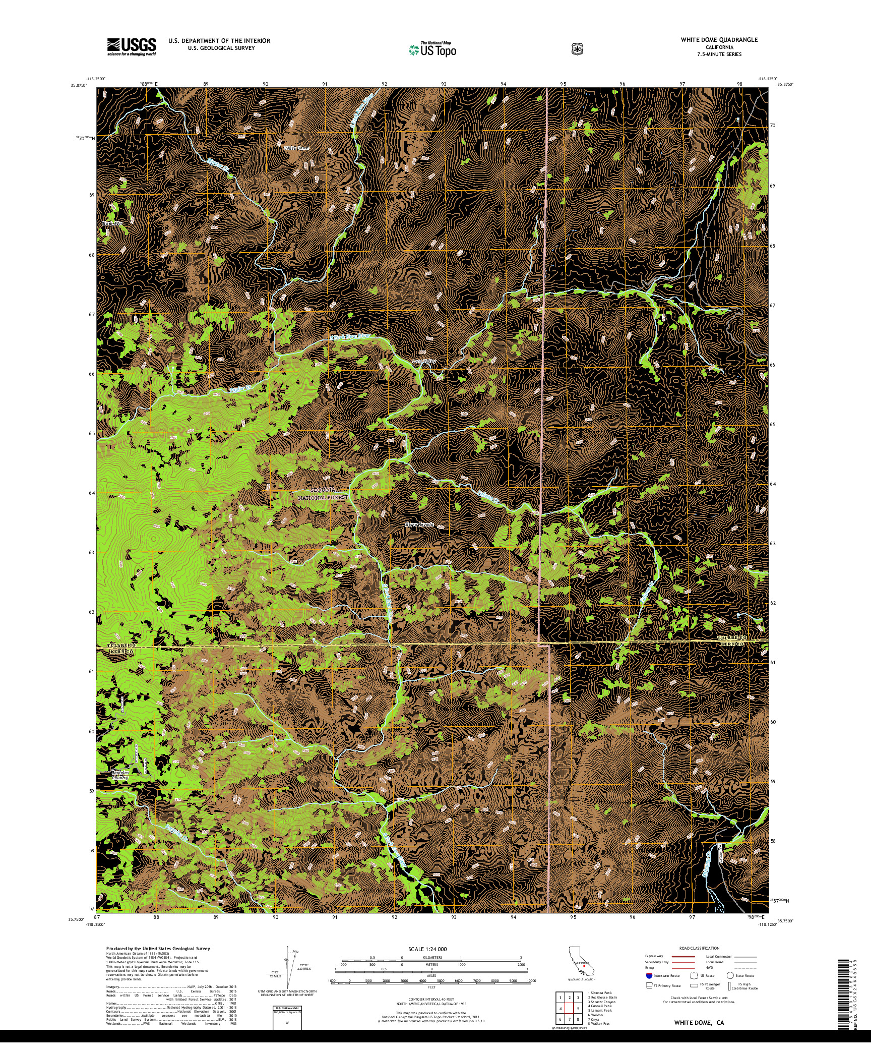USGS US TOPO 7.5-MINUTE MAP FOR WHITE DOME, CA 2018