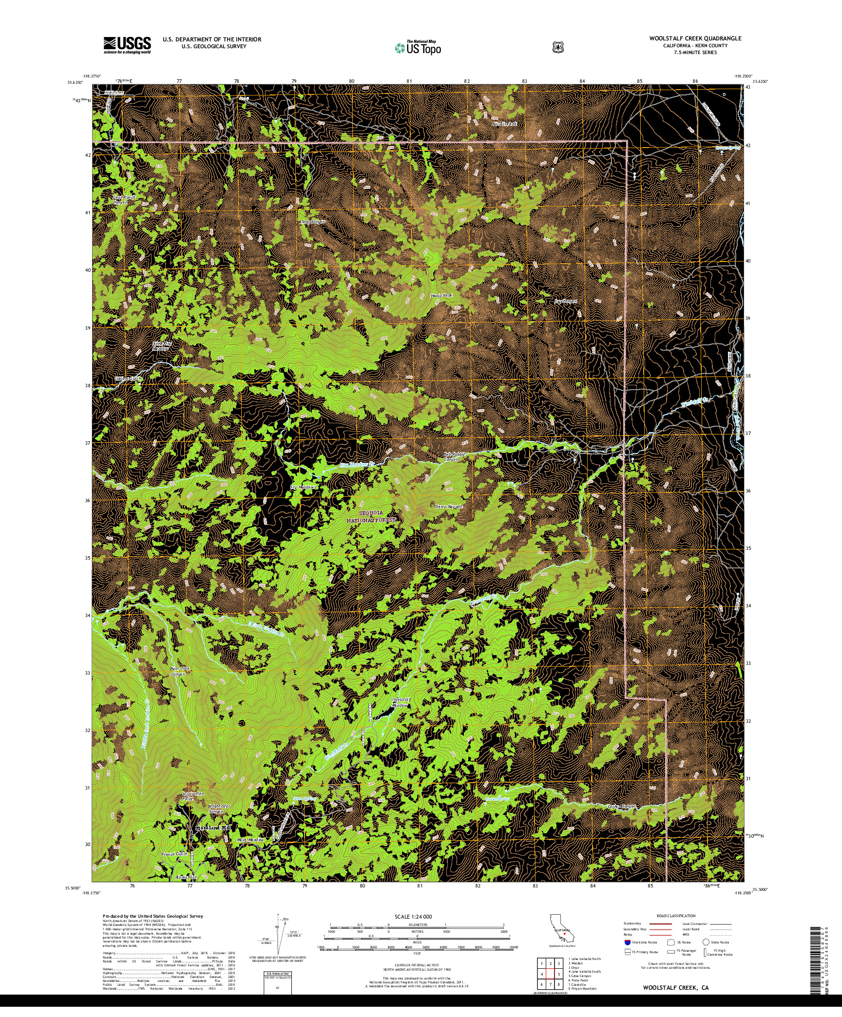 USGS US TOPO 7.5-MINUTE MAP FOR WOOLSTALF CREEK, CA 2018