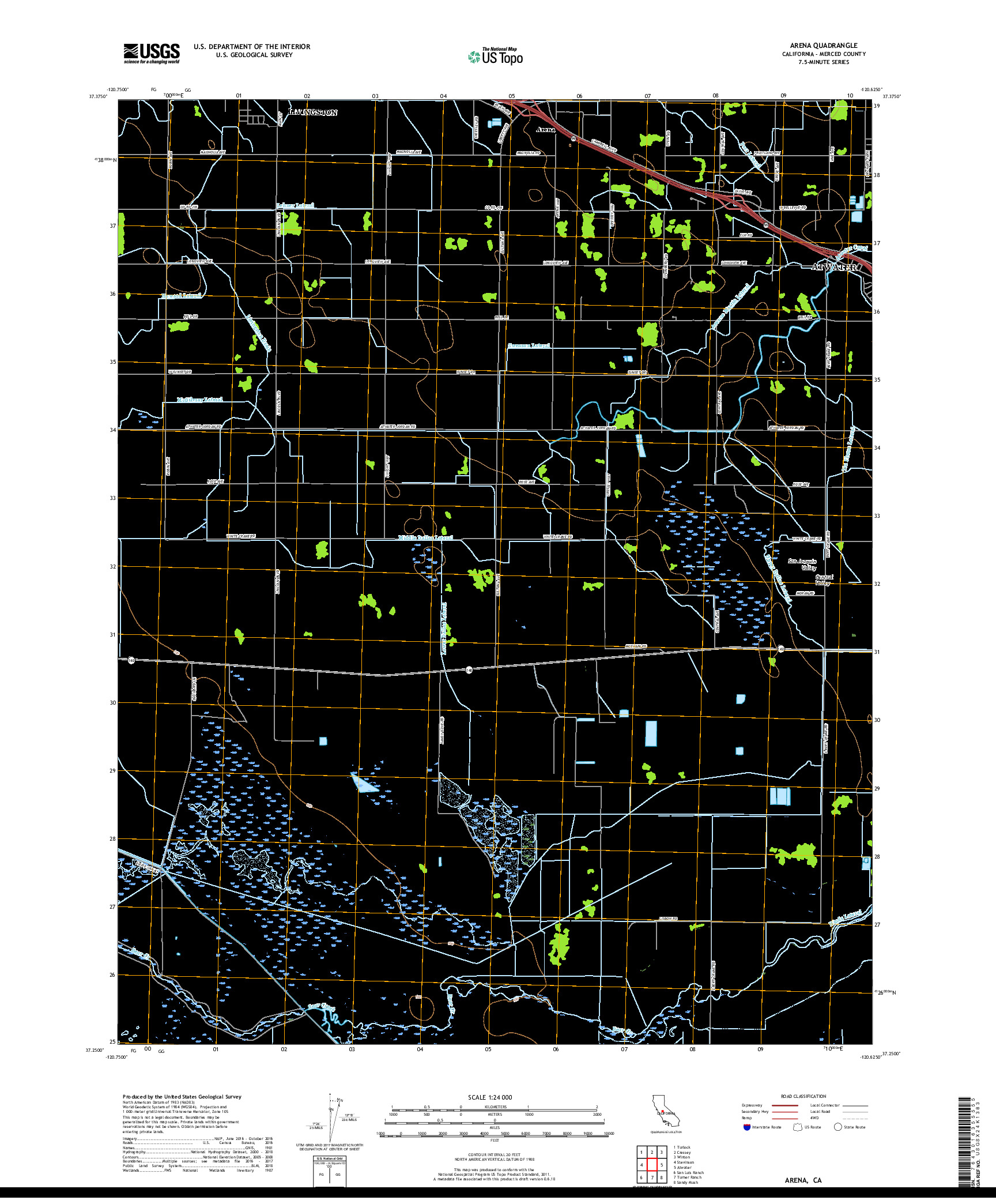 USGS US TOPO 7.5-MINUTE MAP FOR ARENA, CA 2018