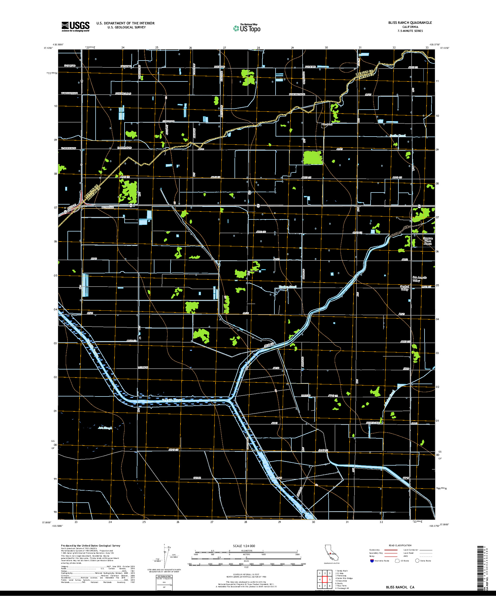 USGS US TOPO 7.5-MINUTE MAP FOR BLISS RANCH, CA 2018