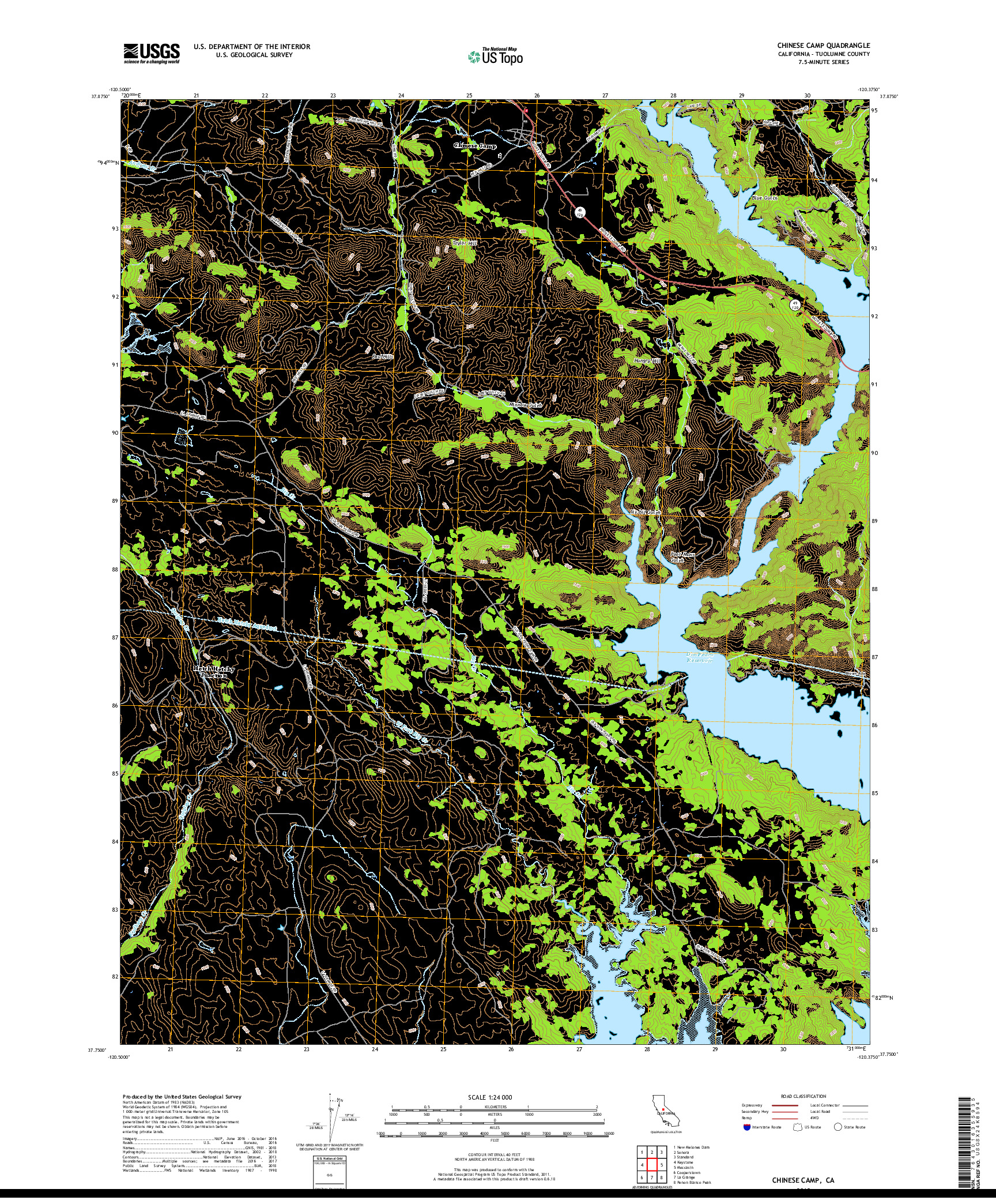 USGS US TOPO 7.5-MINUTE MAP FOR CHINESE CAMP, CA 2018