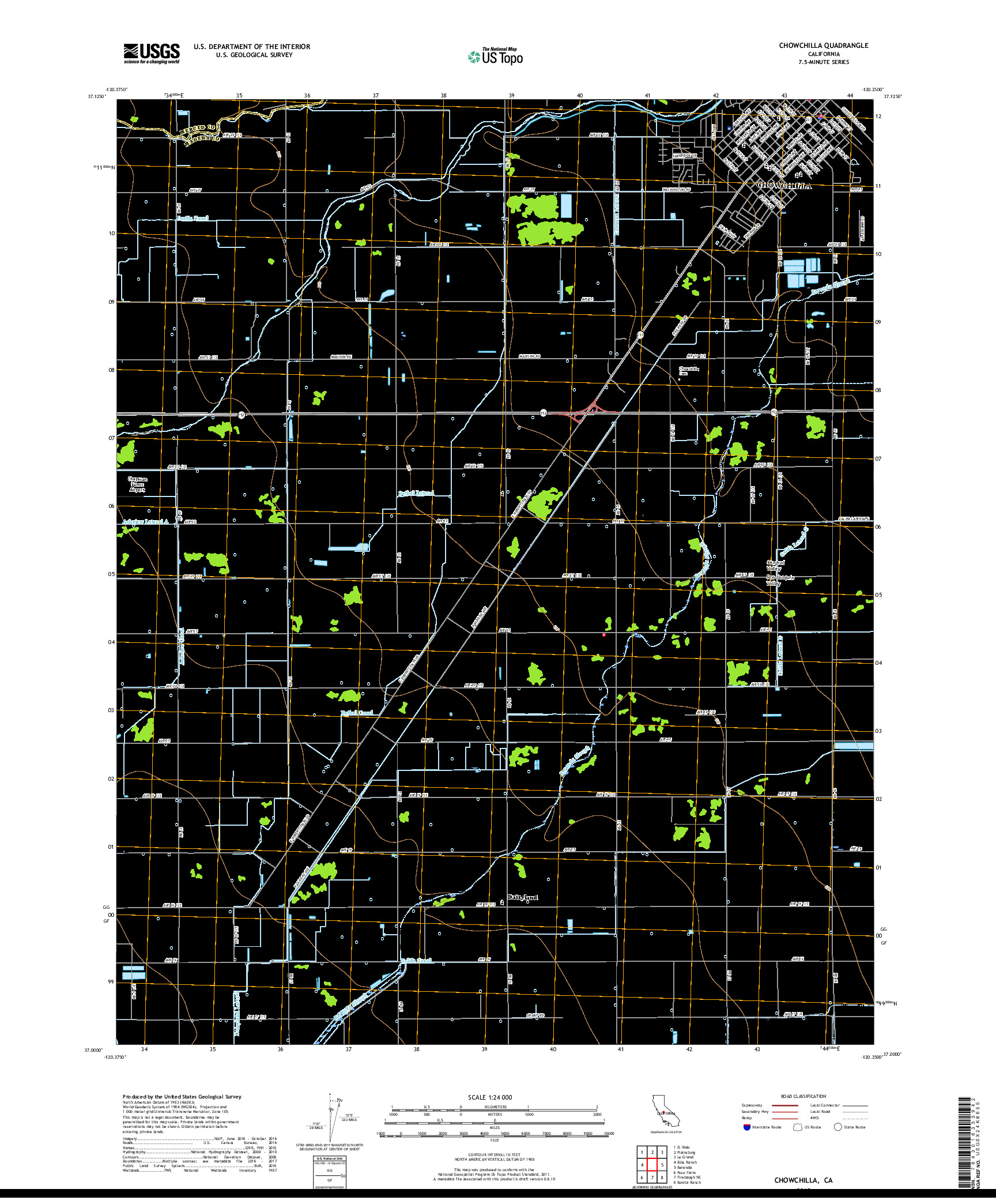 USGS US TOPO 7.5-MINUTE MAP FOR CHOWCHILLA, CA 2018