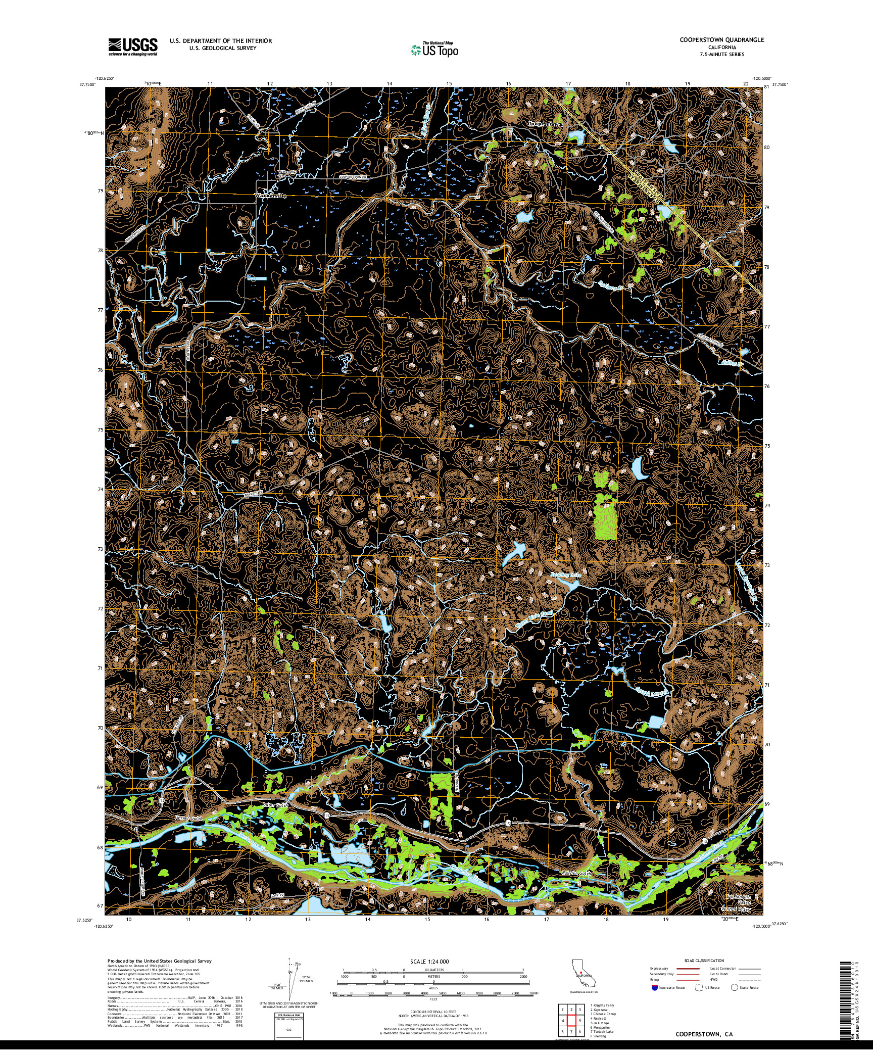 USGS US TOPO 7.5-MINUTE MAP FOR COOPERSTOWN, CA 2018