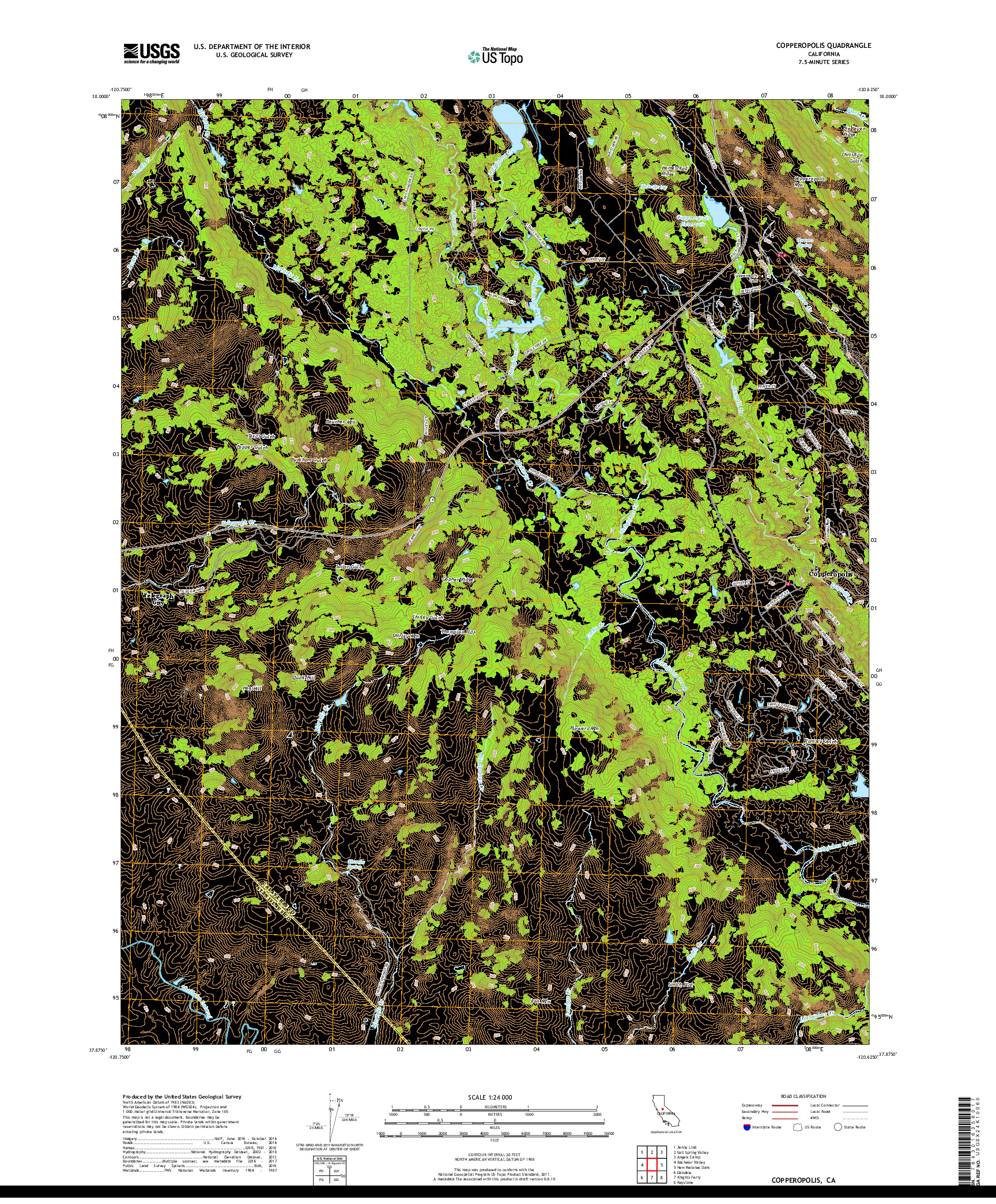 USGS US TOPO 7.5-MINUTE MAP FOR COPPEROPOLIS, CA 2018