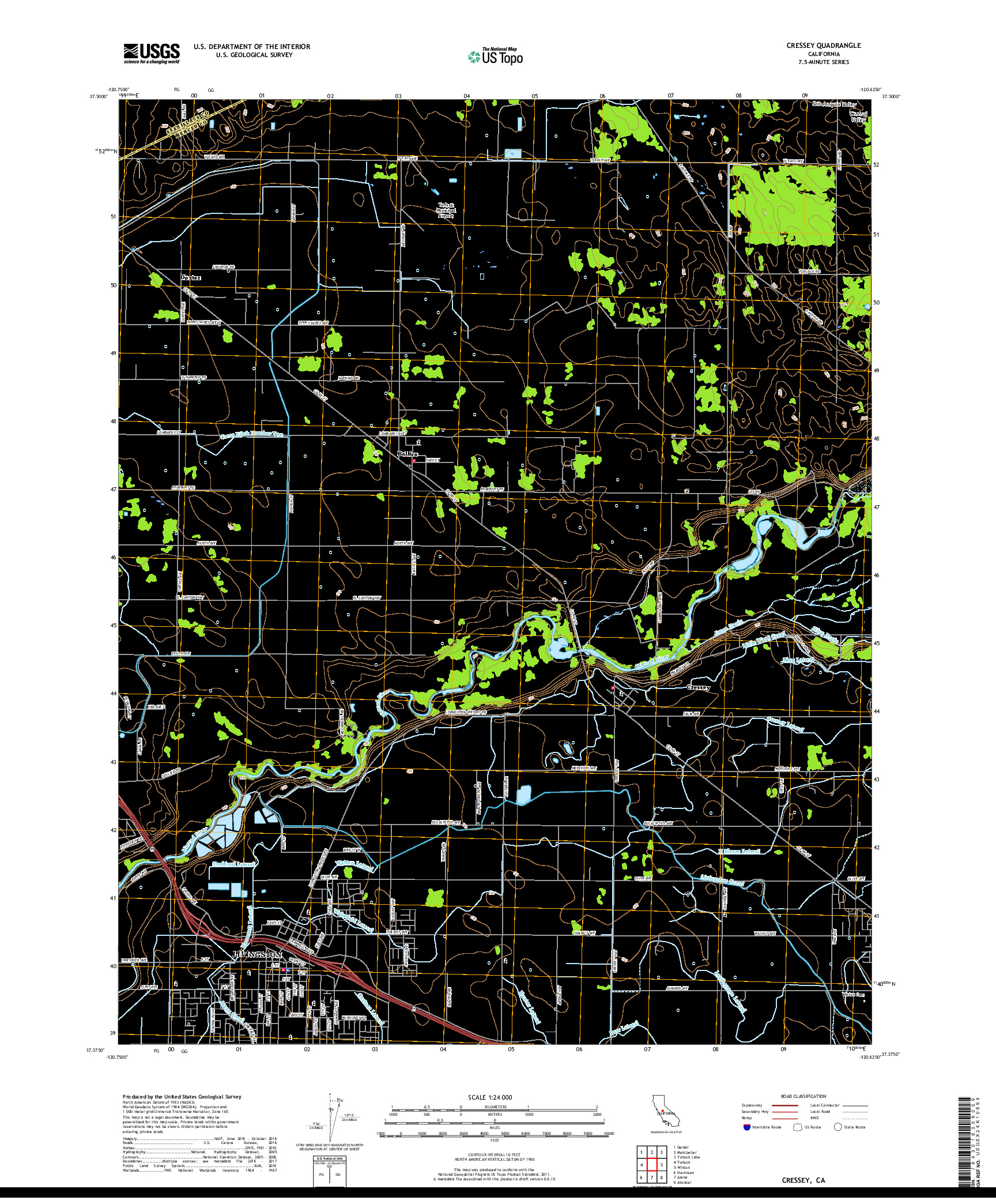 USGS US TOPO 7.5-MINUTE MAP FOR CRESSEY, CA 2018