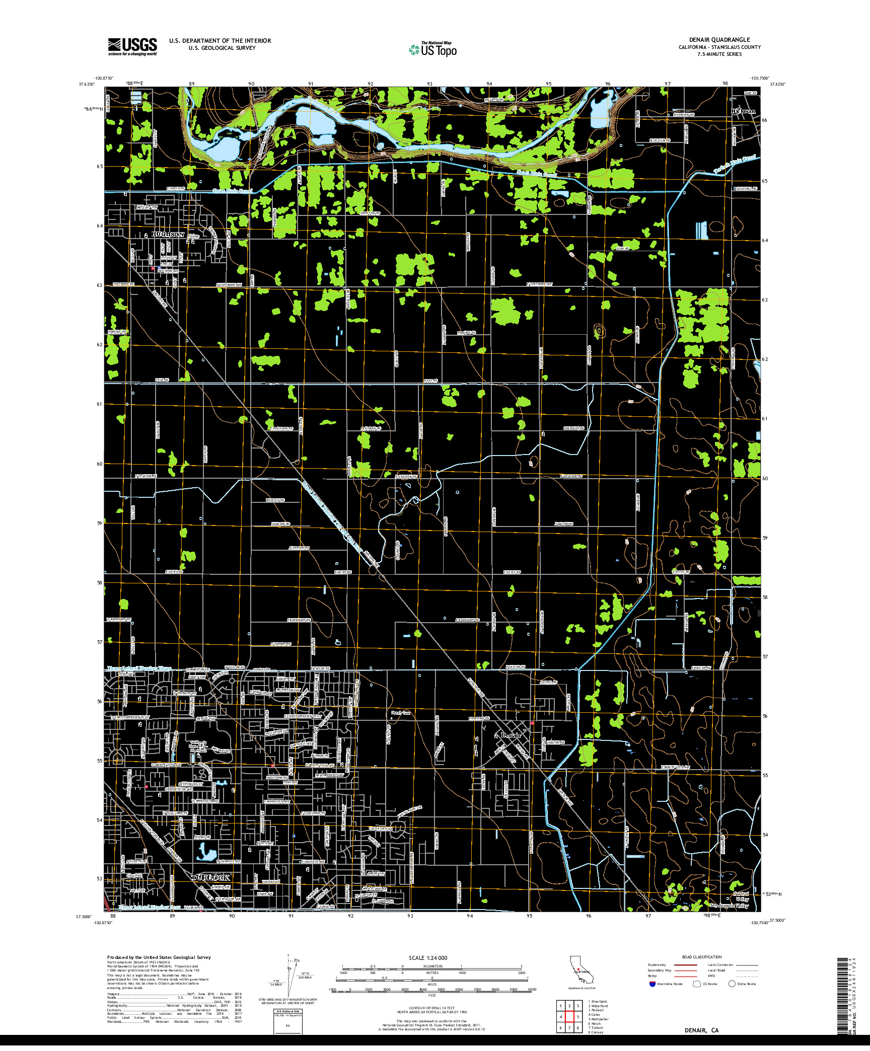 USGS US TOPO 7.5-MINUTE MAP FOR DENAIR, CA 2018