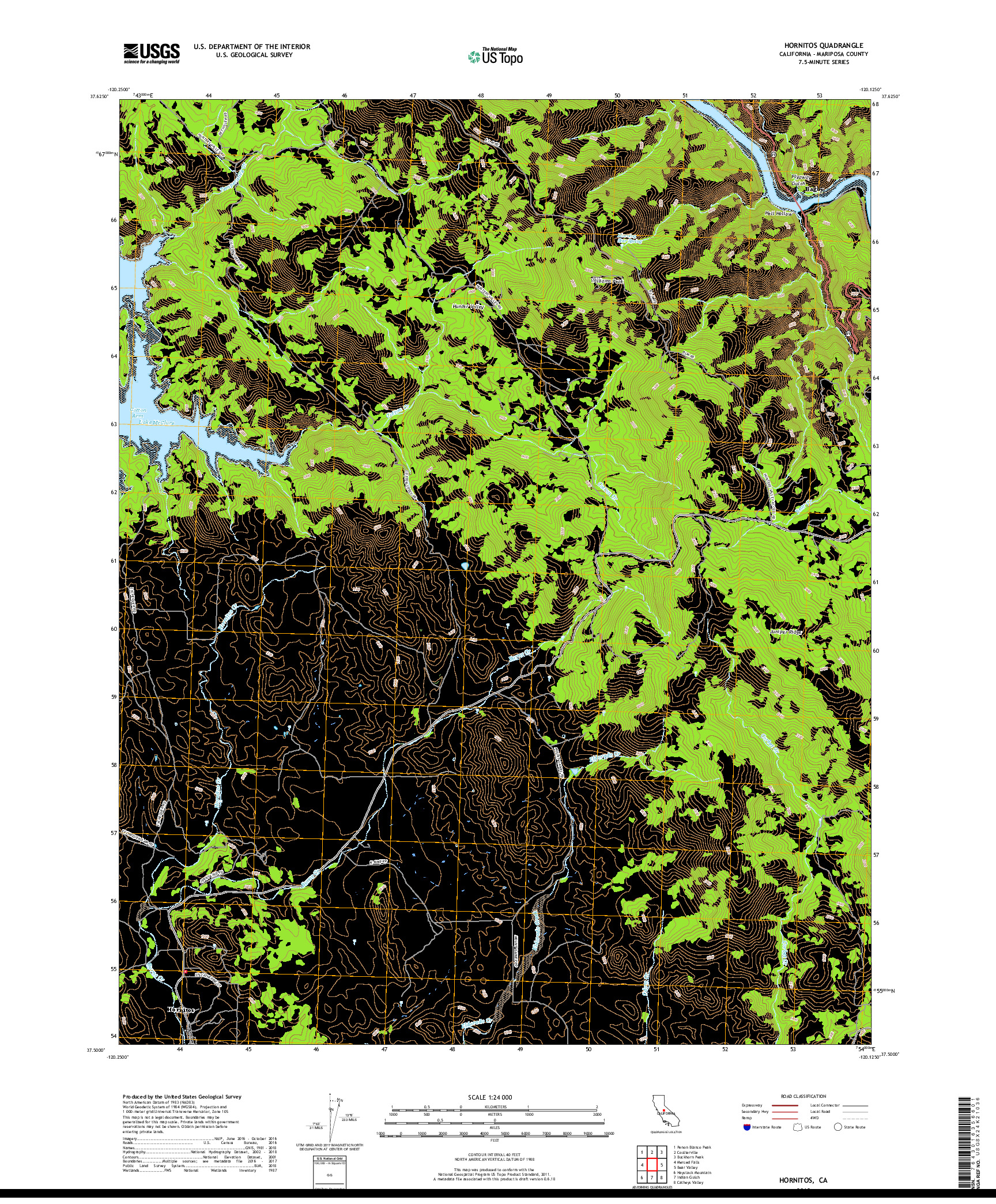 USGS US TOPO 7.5-MINUTE MAP FOR HORNITOS, CA 2018