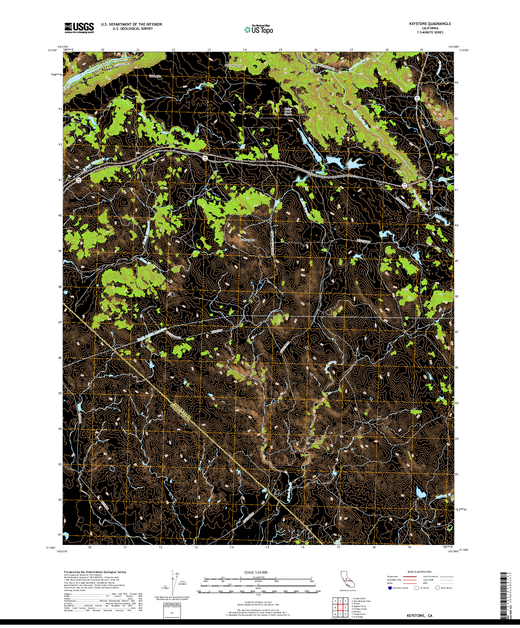 USGS US TOPO 7.5-MINUTE MAP FOR KEYSTONE, CA 2018