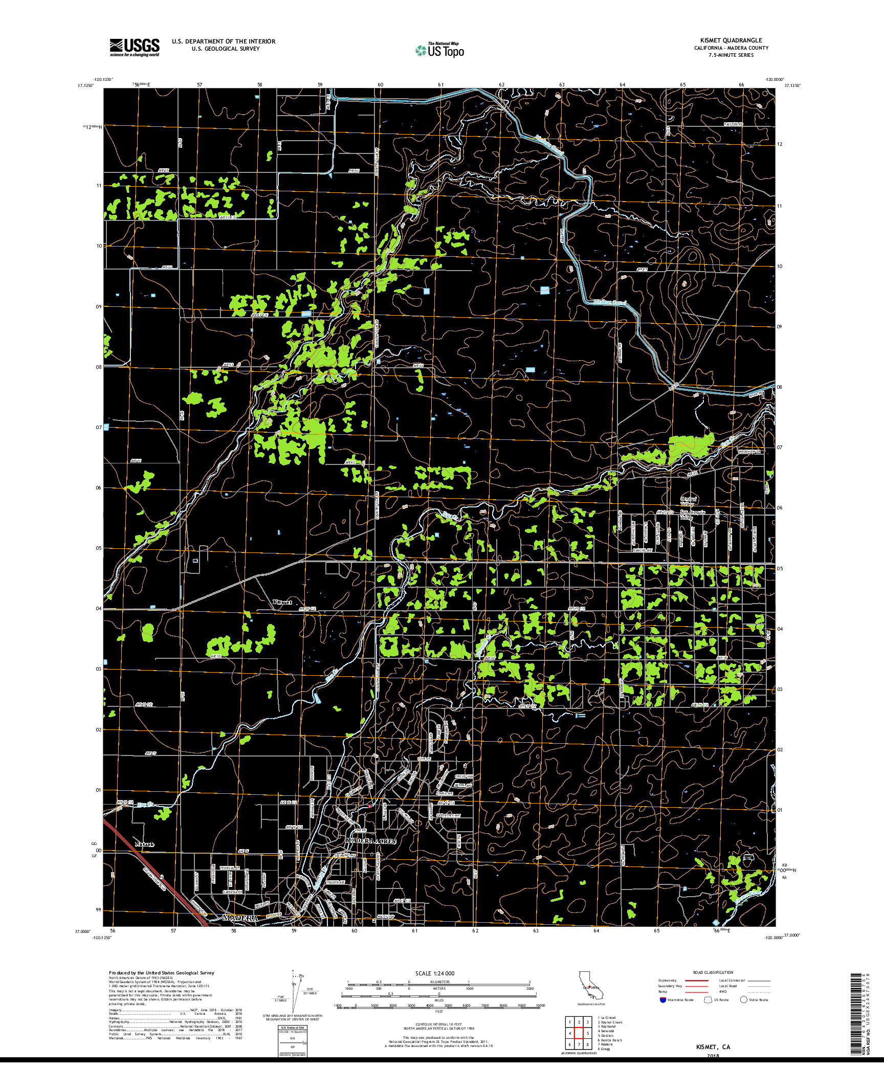 USGS US TOPO 7.5-MINUTE MAP FOR KISMET, CA 2018