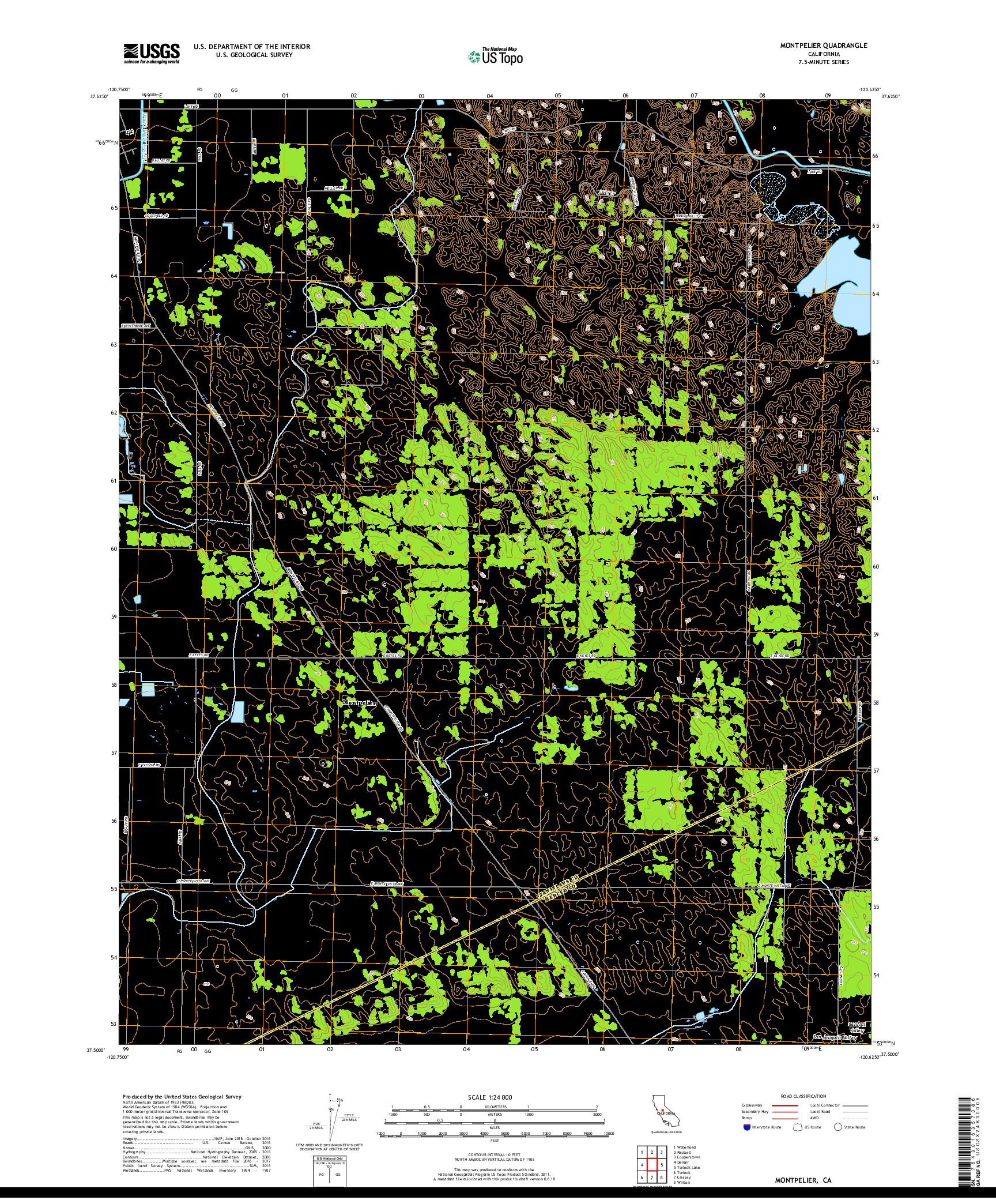 USGS US TOPO 7.5-MINUTE MAP FOR MONTPELIER, CA 2018