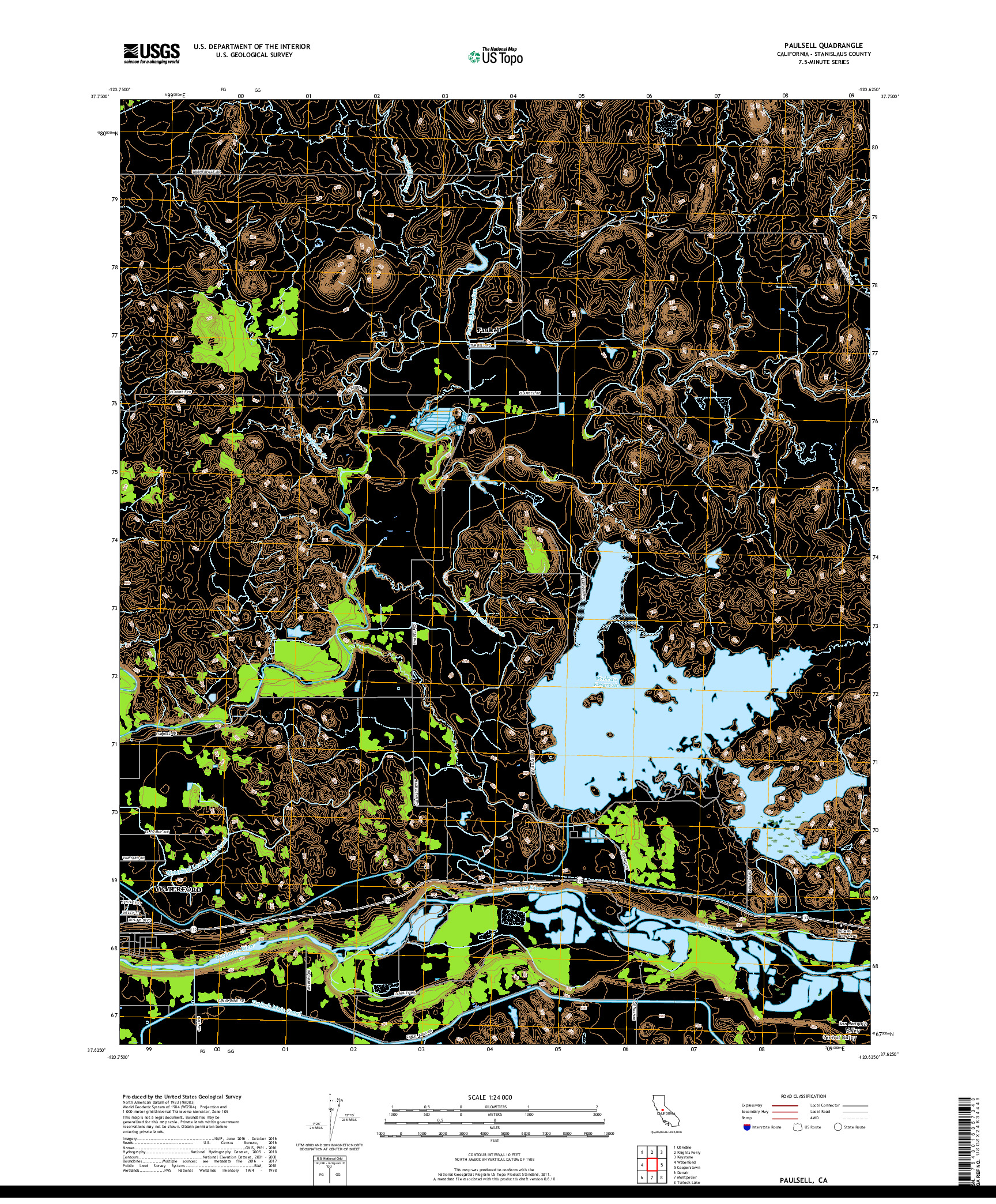 USGS US TOPO 7.5-MINUTE MAP FOR PAULSELL, CA 2018