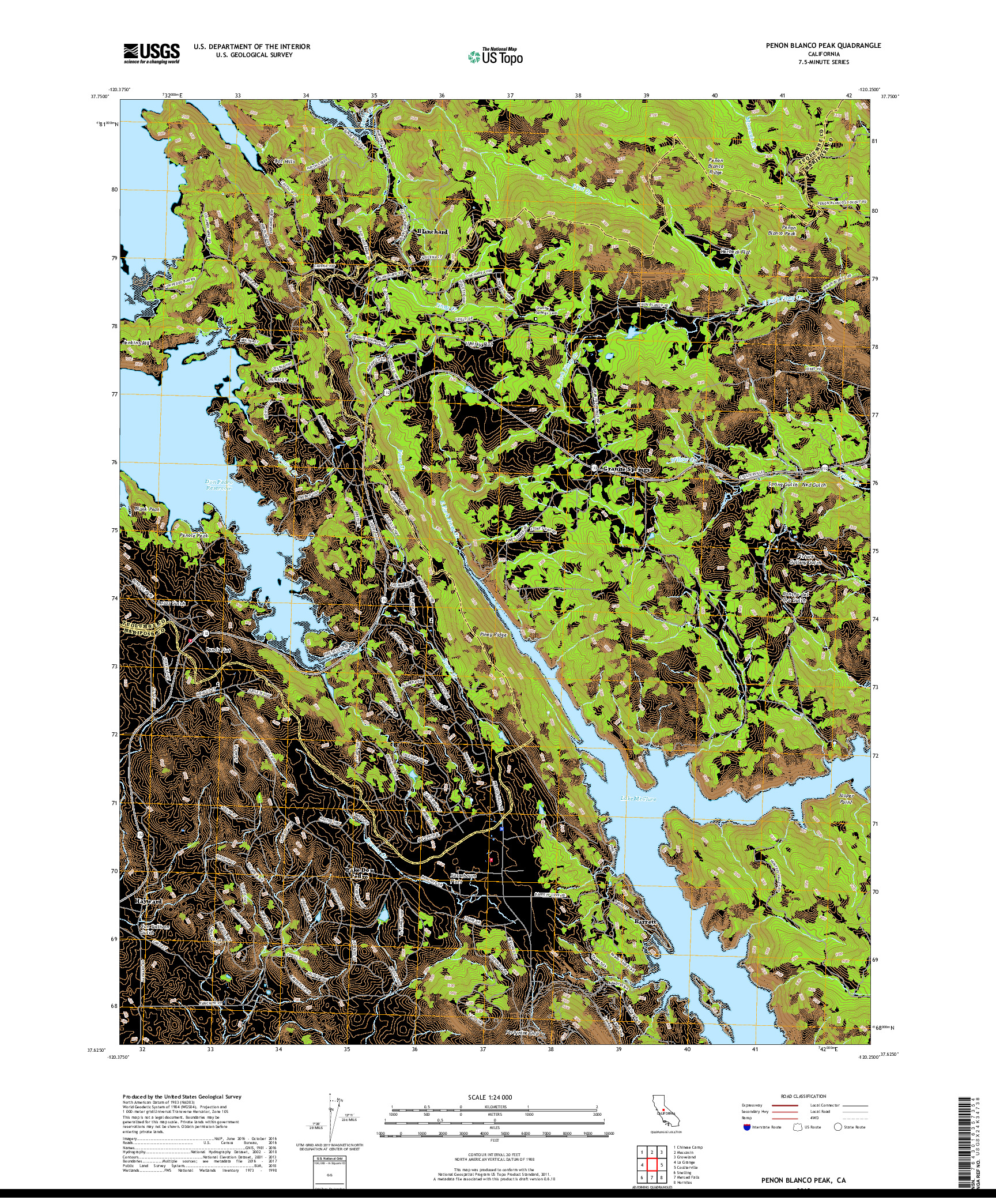 USGS US TOPO 7.5-MINUTE MAP FOR PENON BLANCO PEAK, CA 2018