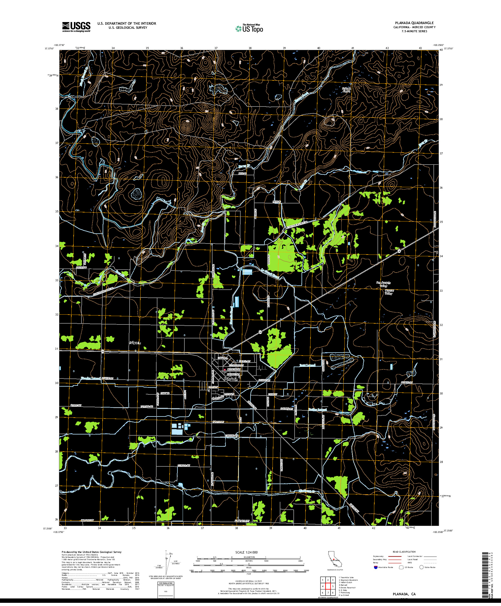 USGS US TOPO 7.5-MINUTE MAP FOR PLANADA, CA 2018