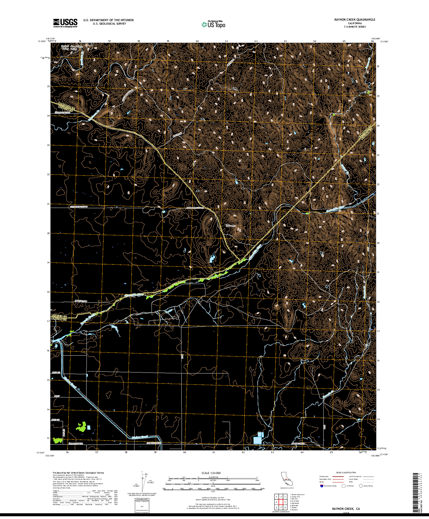 USGS US TOPO 7.5-MINUTE MAP FOR RAYNOR CREEK, CA 2018