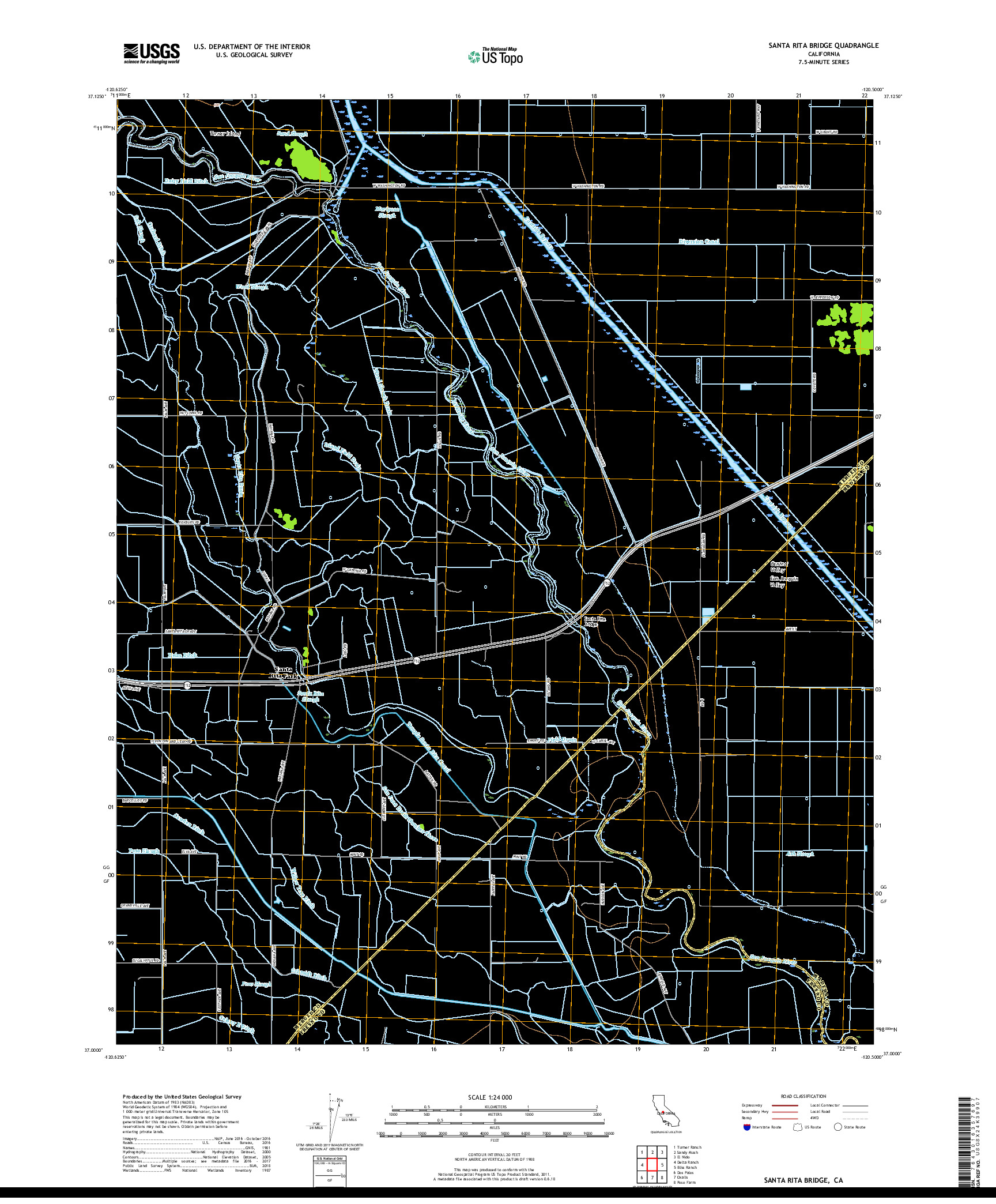 USGS US TOPO 7.5-MINUTE MAP FOR SANTA RITA BRIDGE, CA 2018