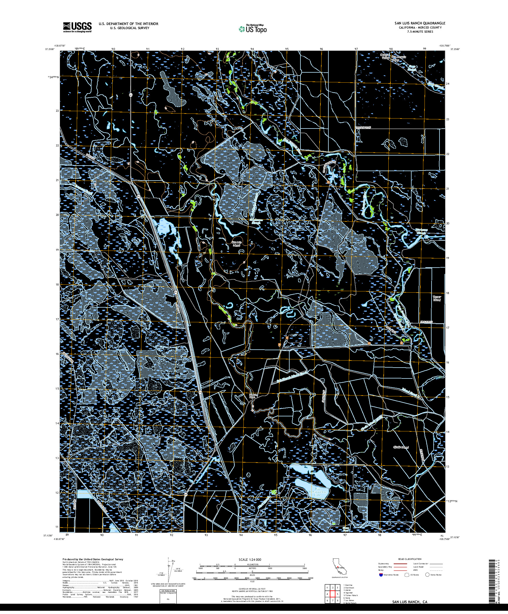 USGS US TOPO 7.5-MINUTE MAP FOR SAN LUIS RANCH, CA 2018