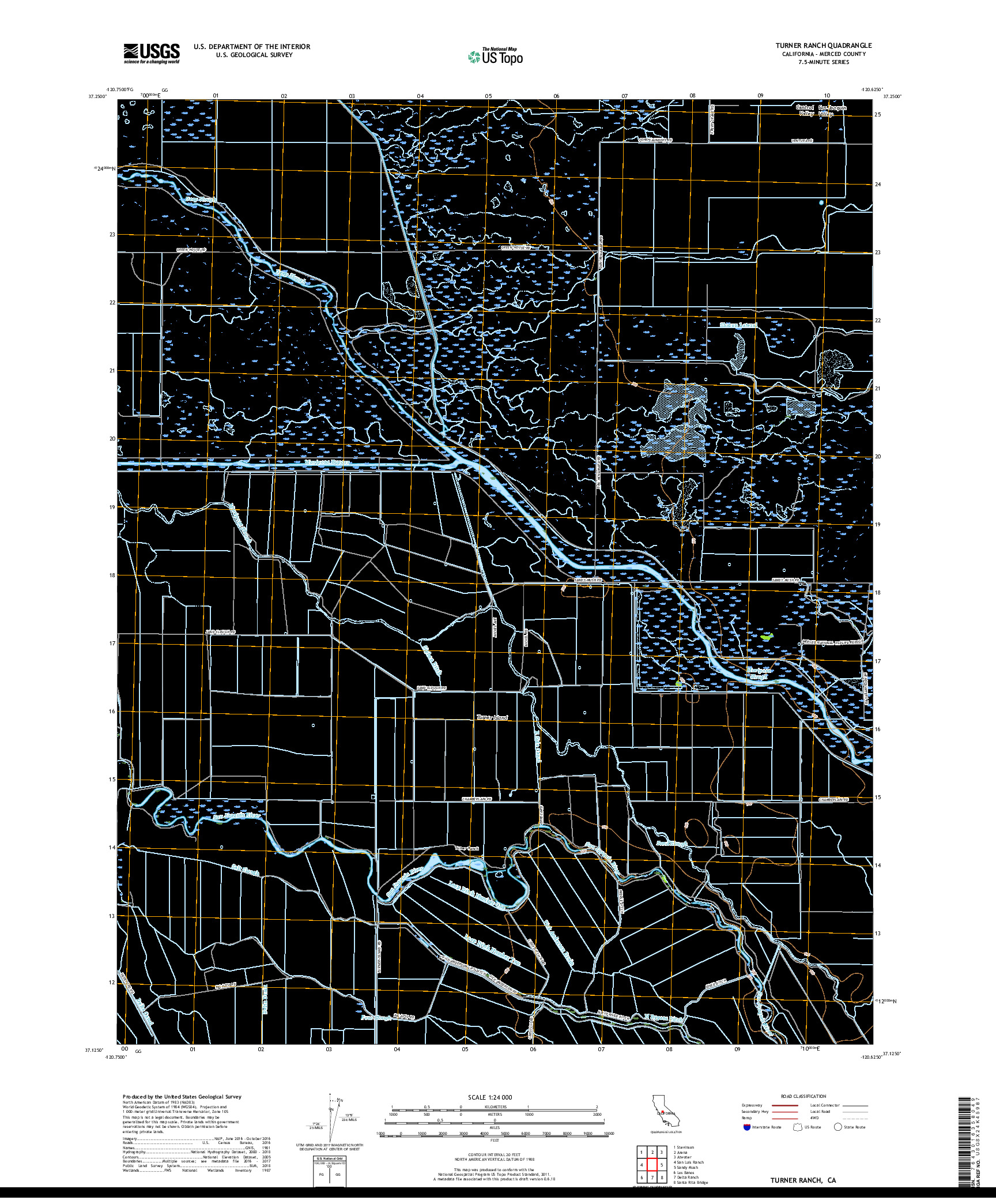 USGS US TOPO 7.5-MINUTE MAP FOR TURNER RANCH, CA 2018