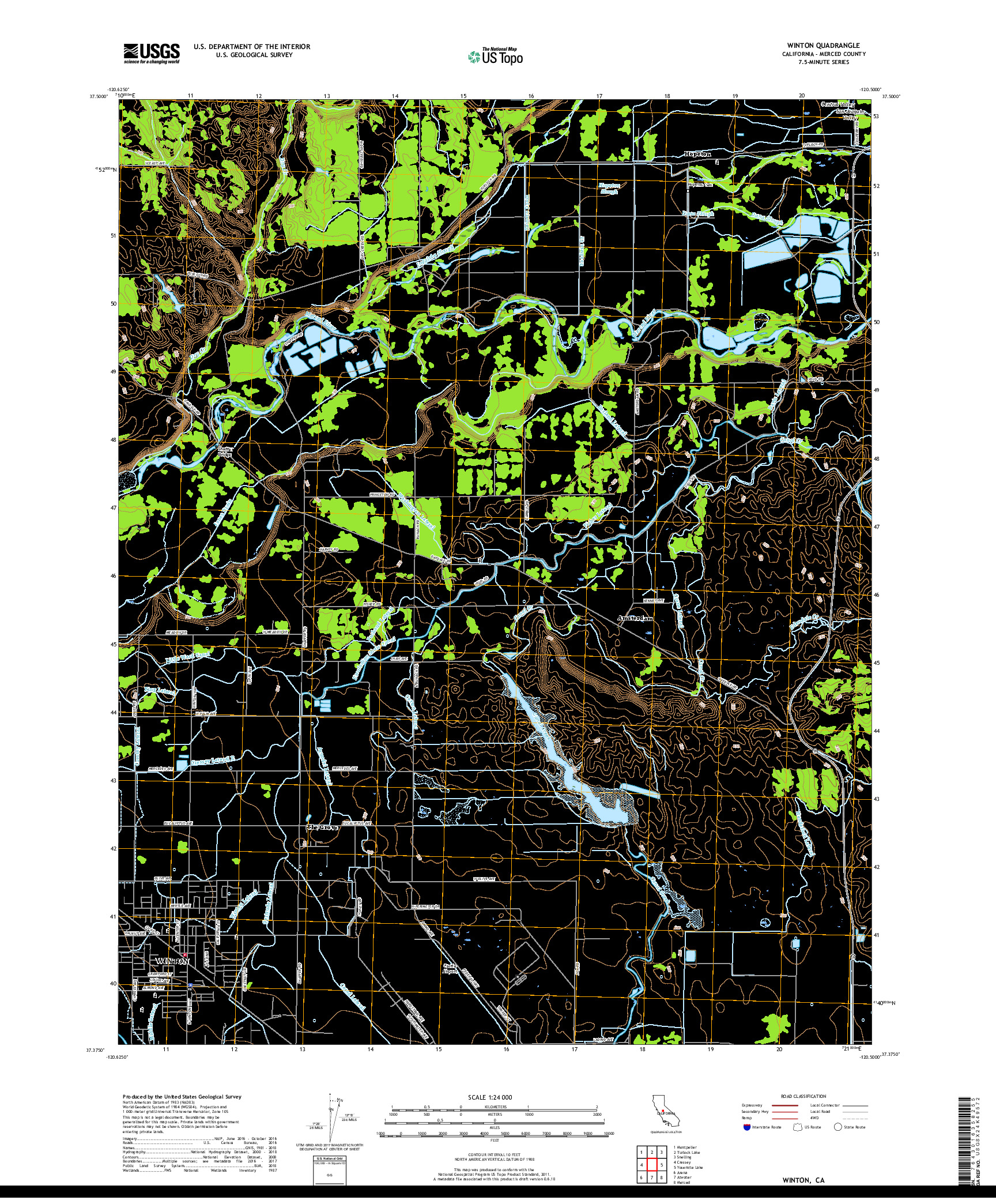 USGS US TOPO 7.5-MINUTE MAP FOR WINTON, CA 2018