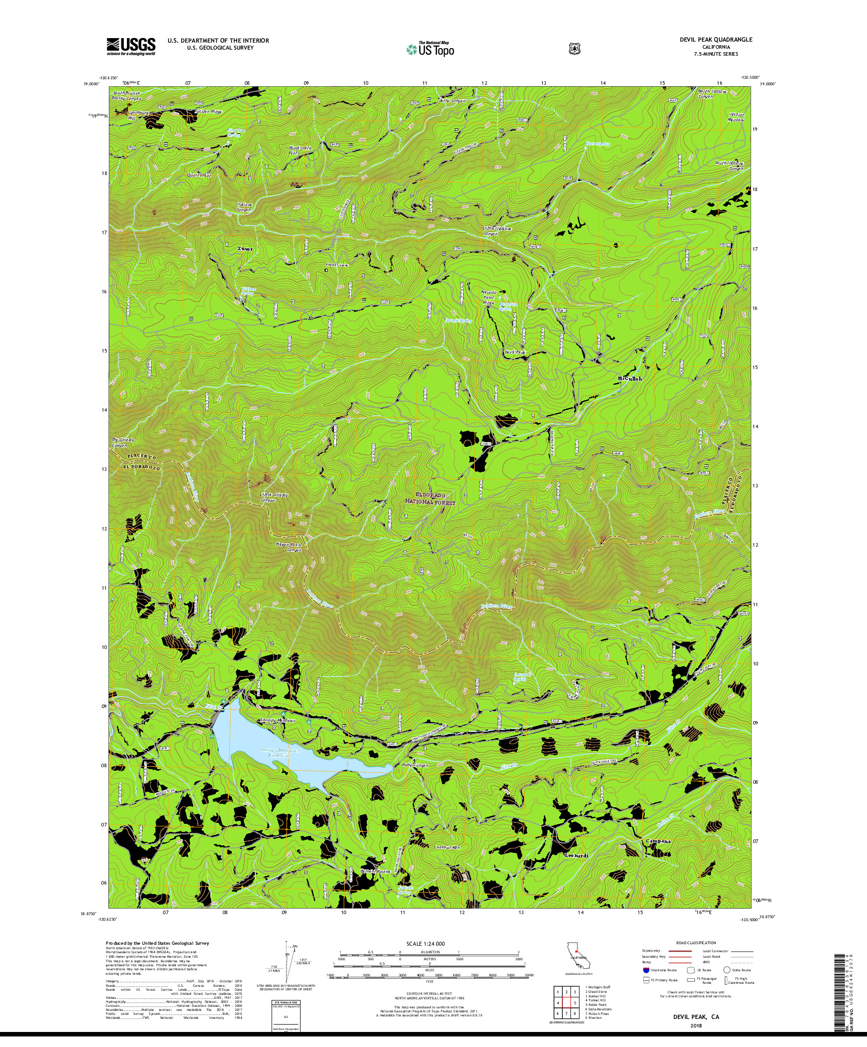 USGS US TOPO 7.5-MINUTE MAP FOR DEVIL PEAK, CA 2018