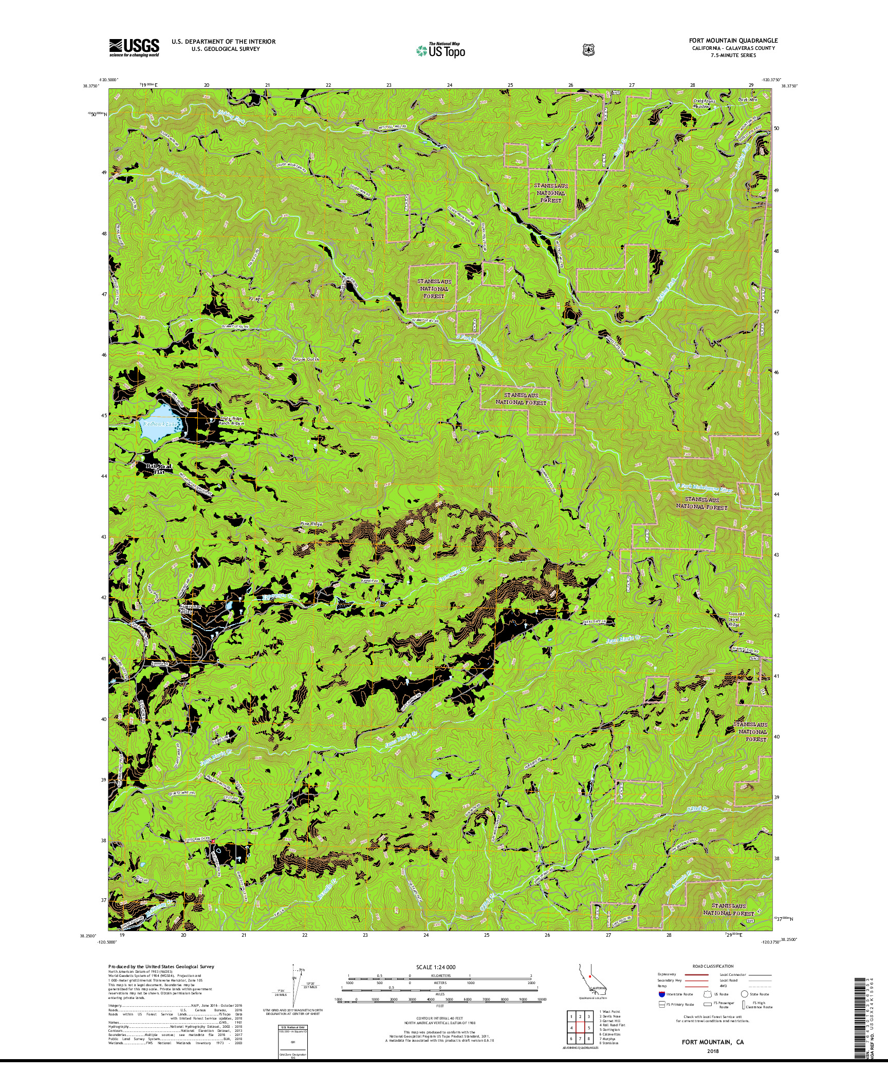 USGS US TOPO 7.5-MINUTE MAP FOR FORT MOUNTAIN, CA 2018