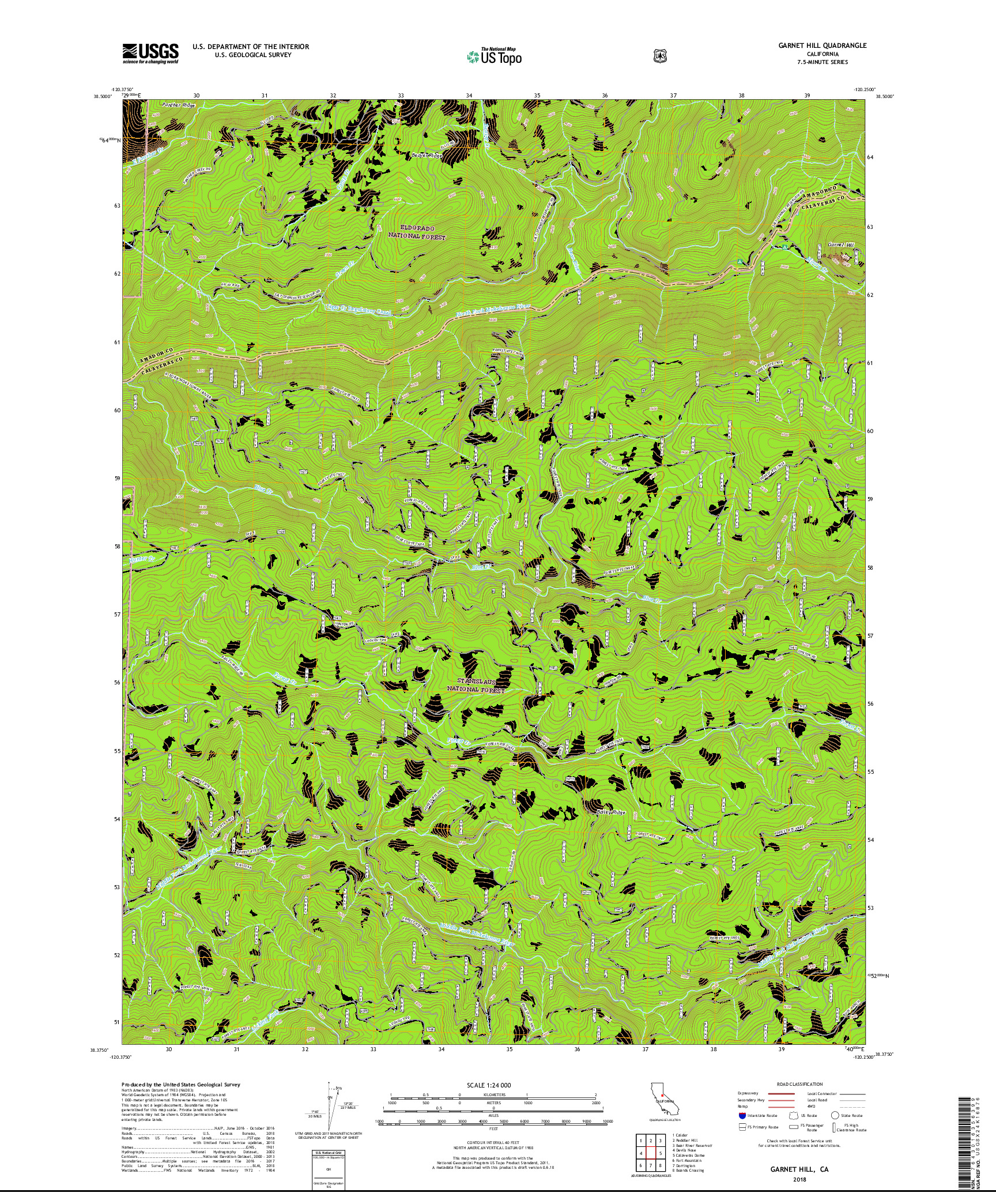 USGS US TOPO 7.5-MINUTE MAP FOR GARNET HILL, CA 2018