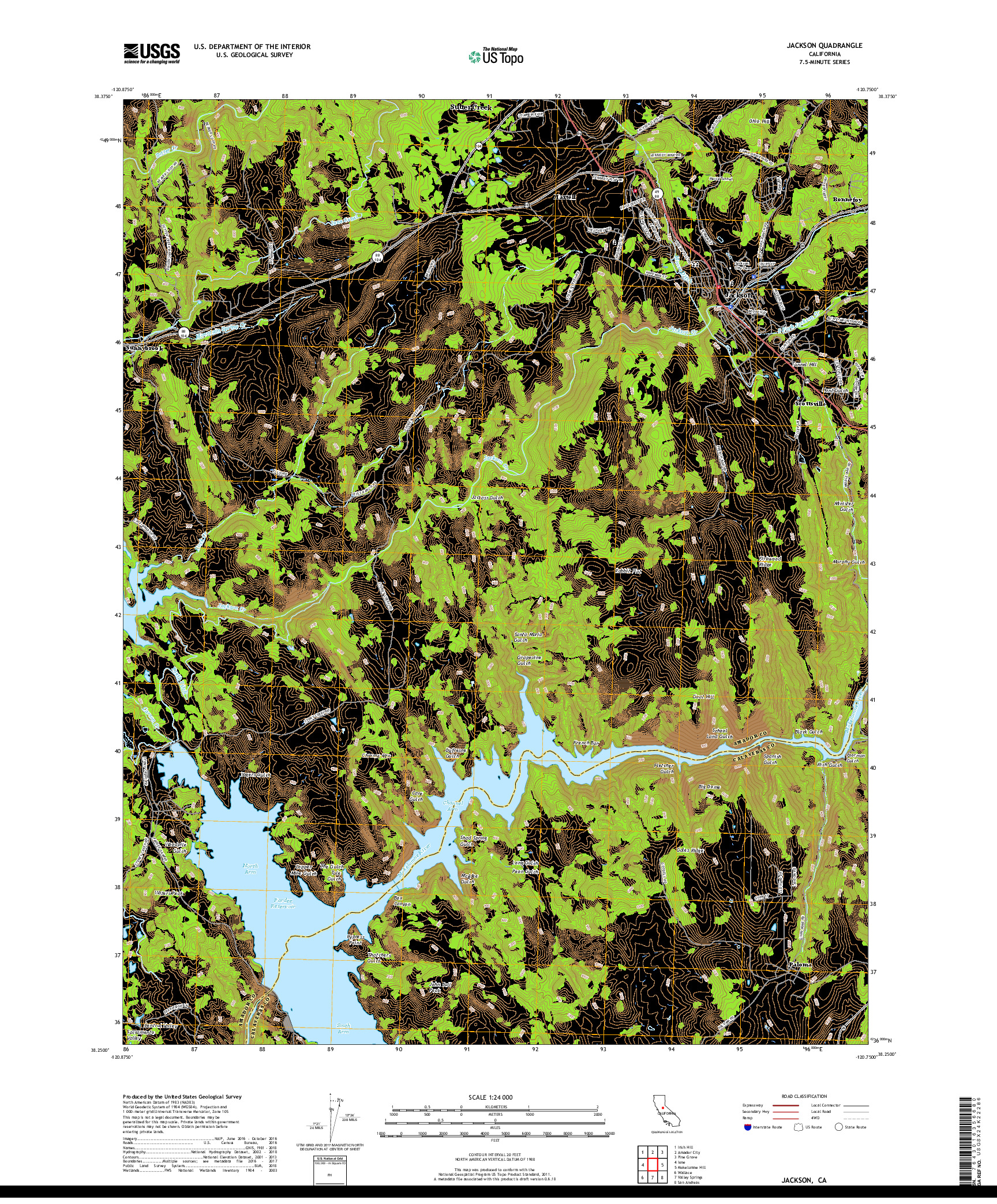 USGS US TOPO 7.5-MINUTE MAP FOR JACKSON, CA 2018
