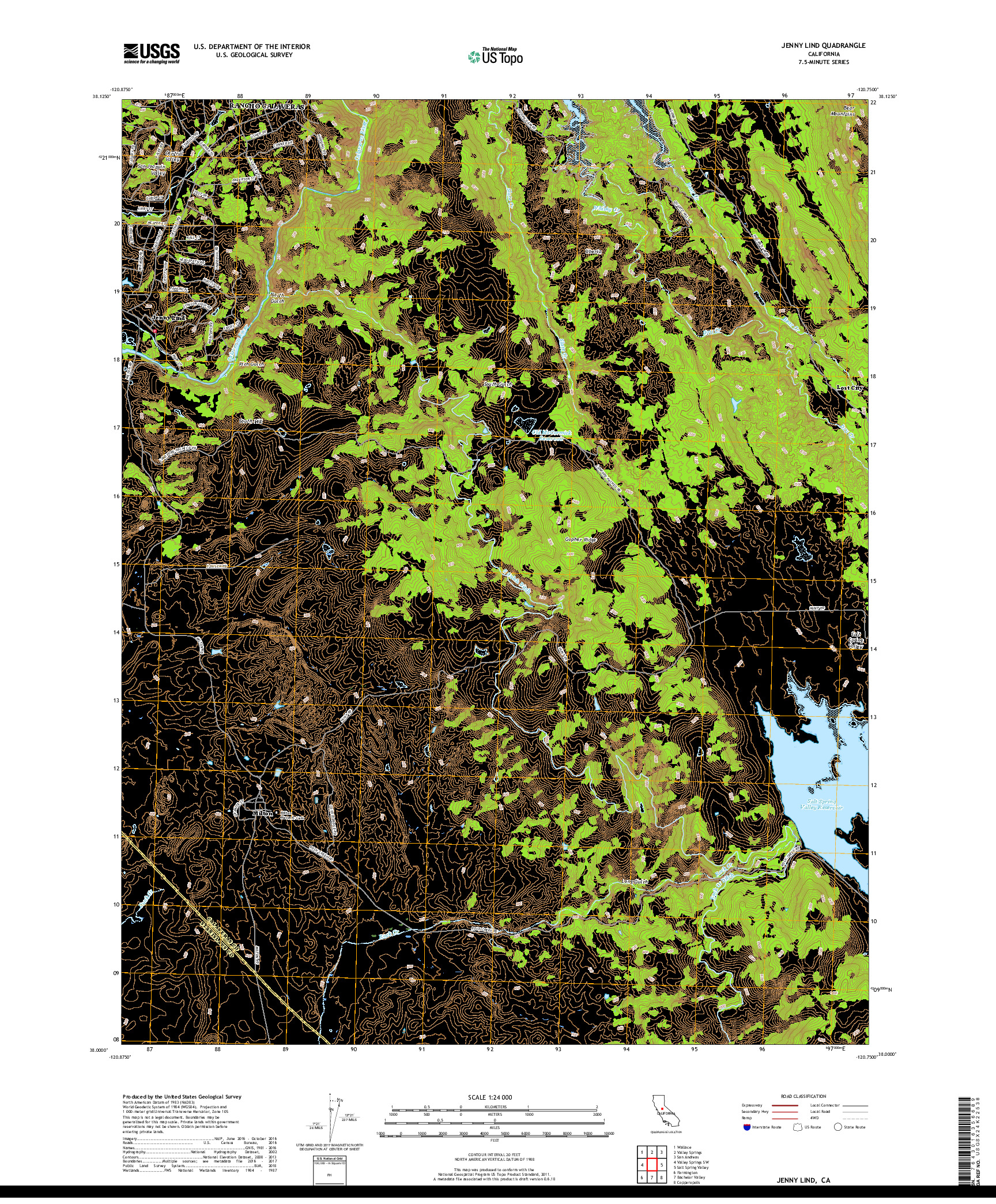 USGS US TOPO 7.5-MINUTE MAP FOR JENNY LIND, CA 2018