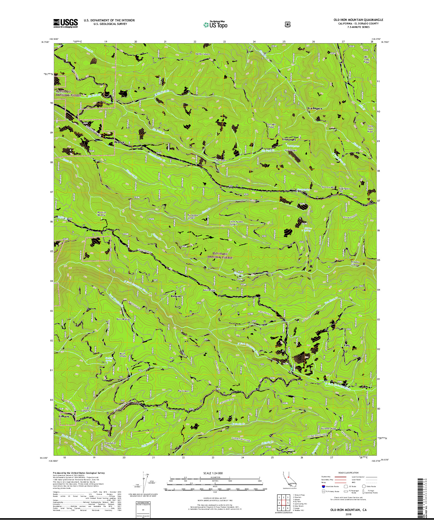 USGS US TOPO 7.5-MINUTE MAP FOR OLD IRON MOUNTAIN, CA 2018