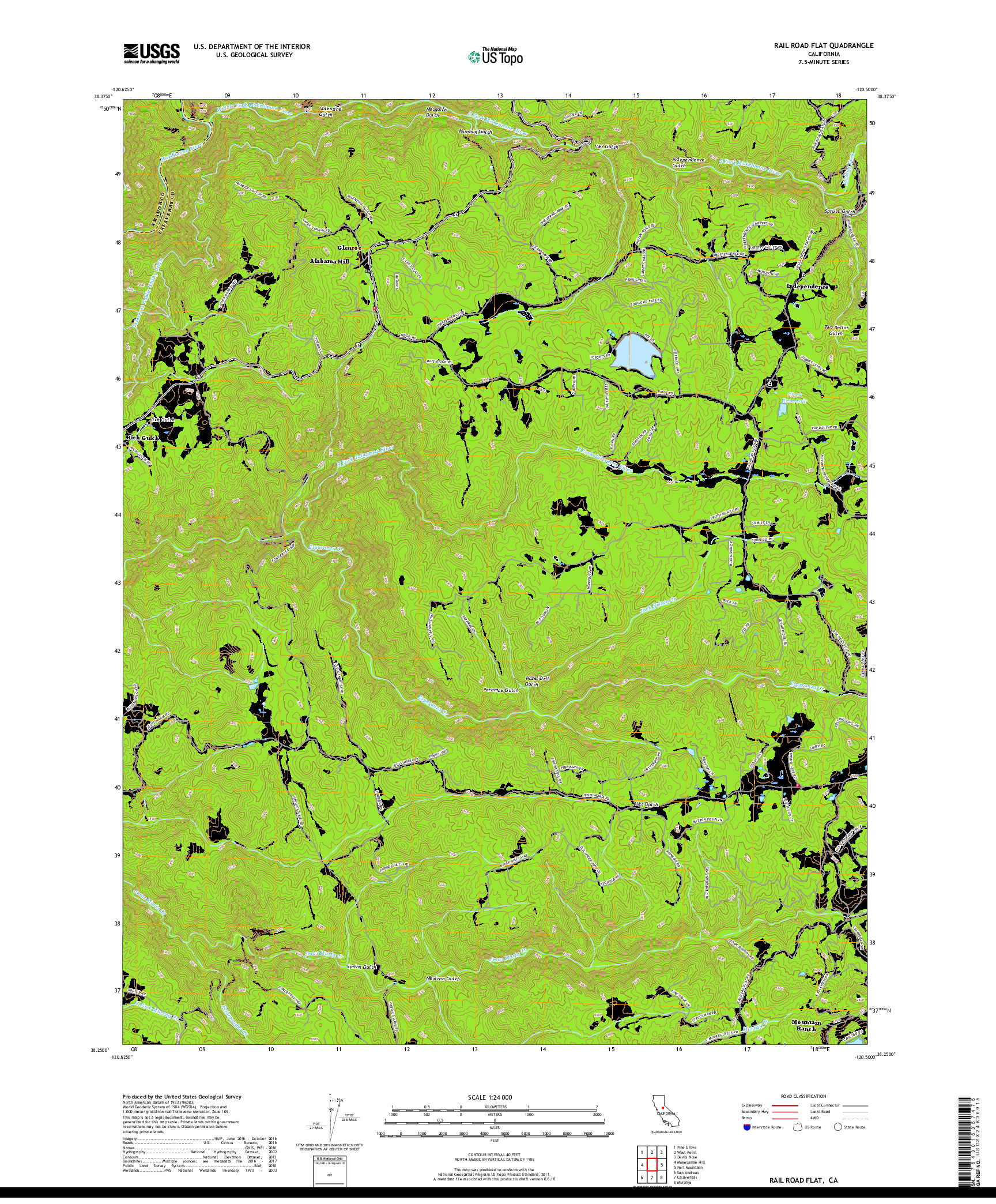 USGS US TOPO 7.5-MINUTE MAP FOR RAIL ROAD FLAT, CA 2018