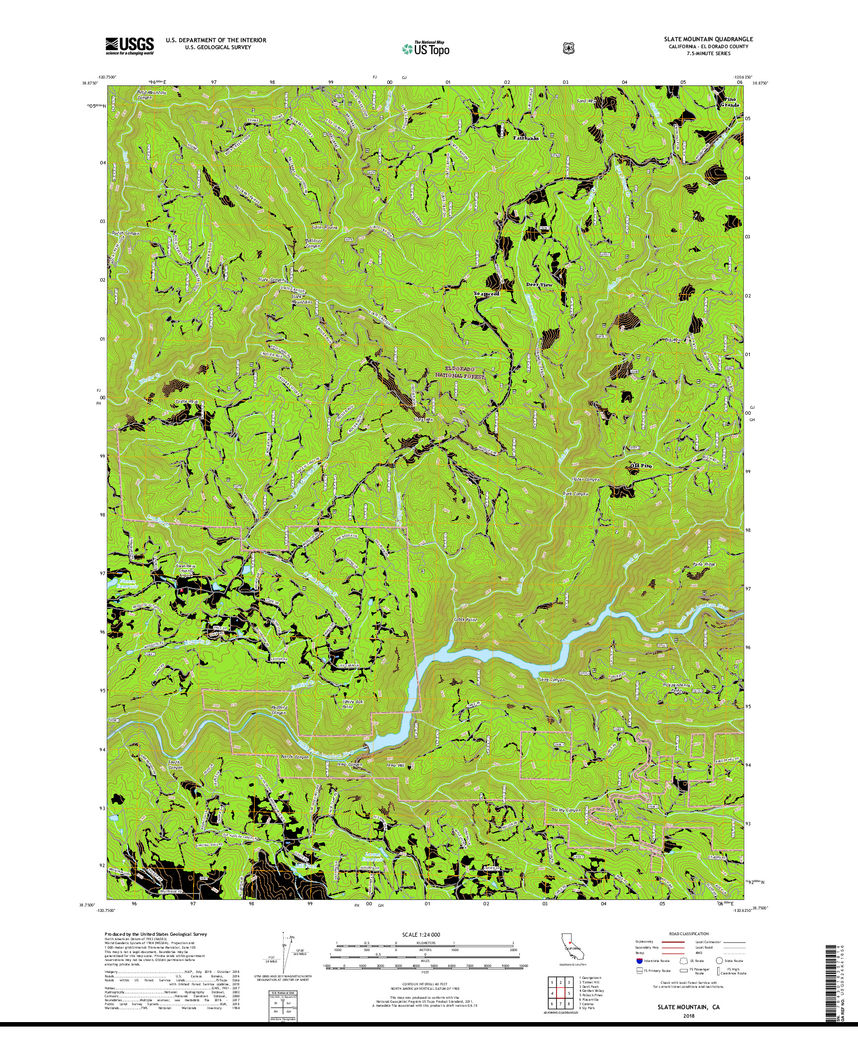 USGS US TOPO 7.5-MINUTE MAP FOR SLATE MOUNTAIN, CA 2018