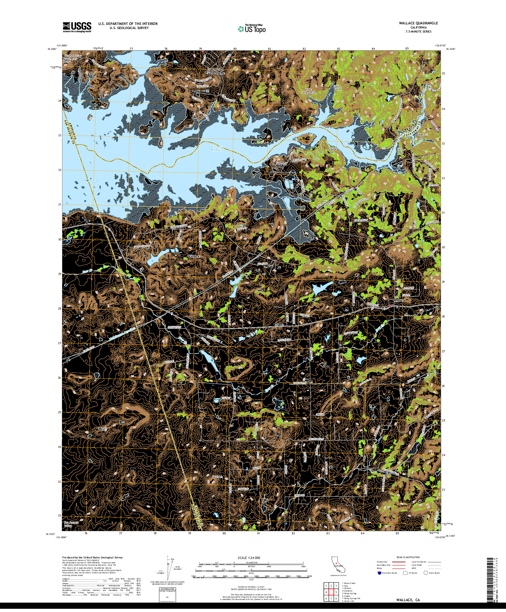 USGS US TOPO 7.5-MINUTE MAP FOR WALLACE, CA 2018