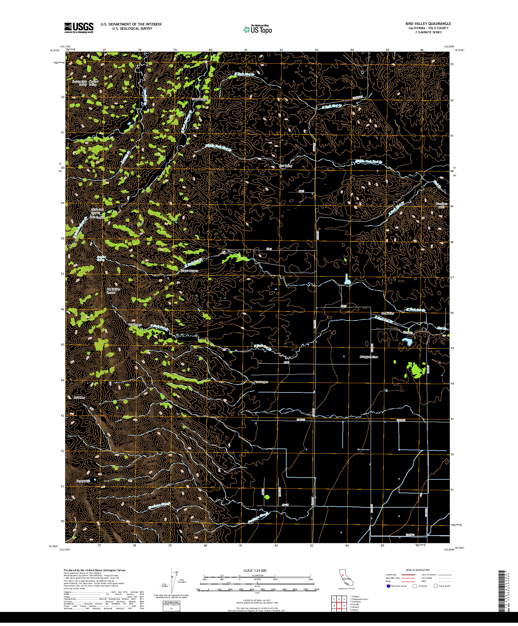 USGS US TOPO 7.5-MINUTE MAP FOR BIRD VALLEY, CA 2018