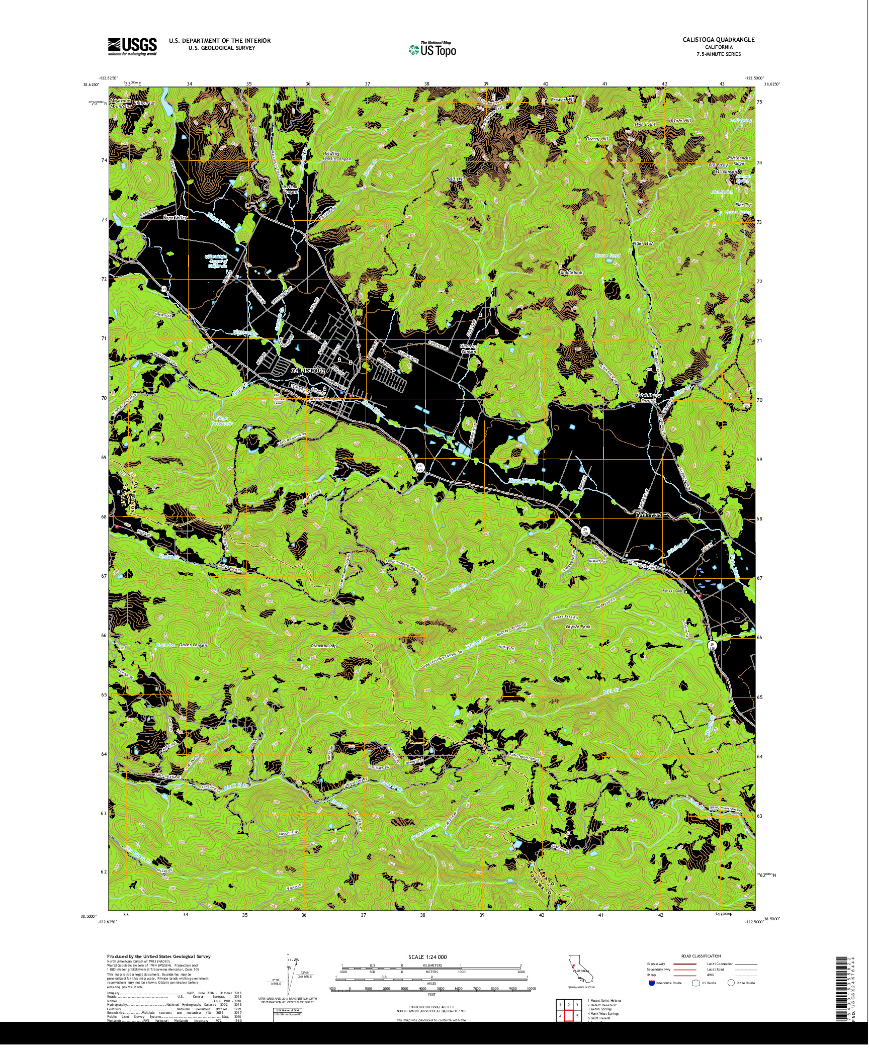 USGS US TOPO 7.5-MINUTE MAP FOR CALISTOGA, CA 2018