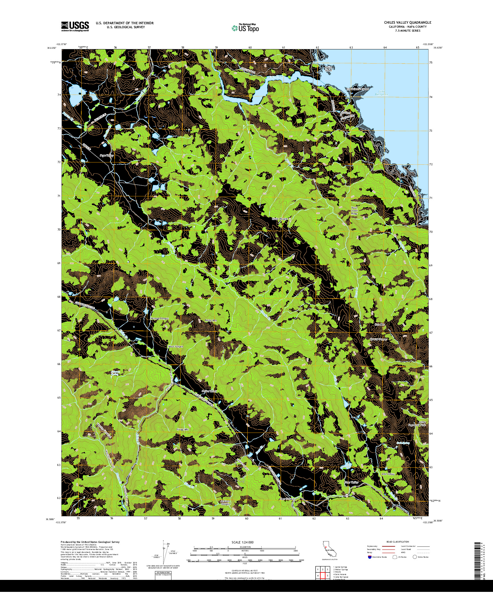 USGS US TOPO 7.5-MINUTE MAP FOR CHILES VALLEY, CA 2018