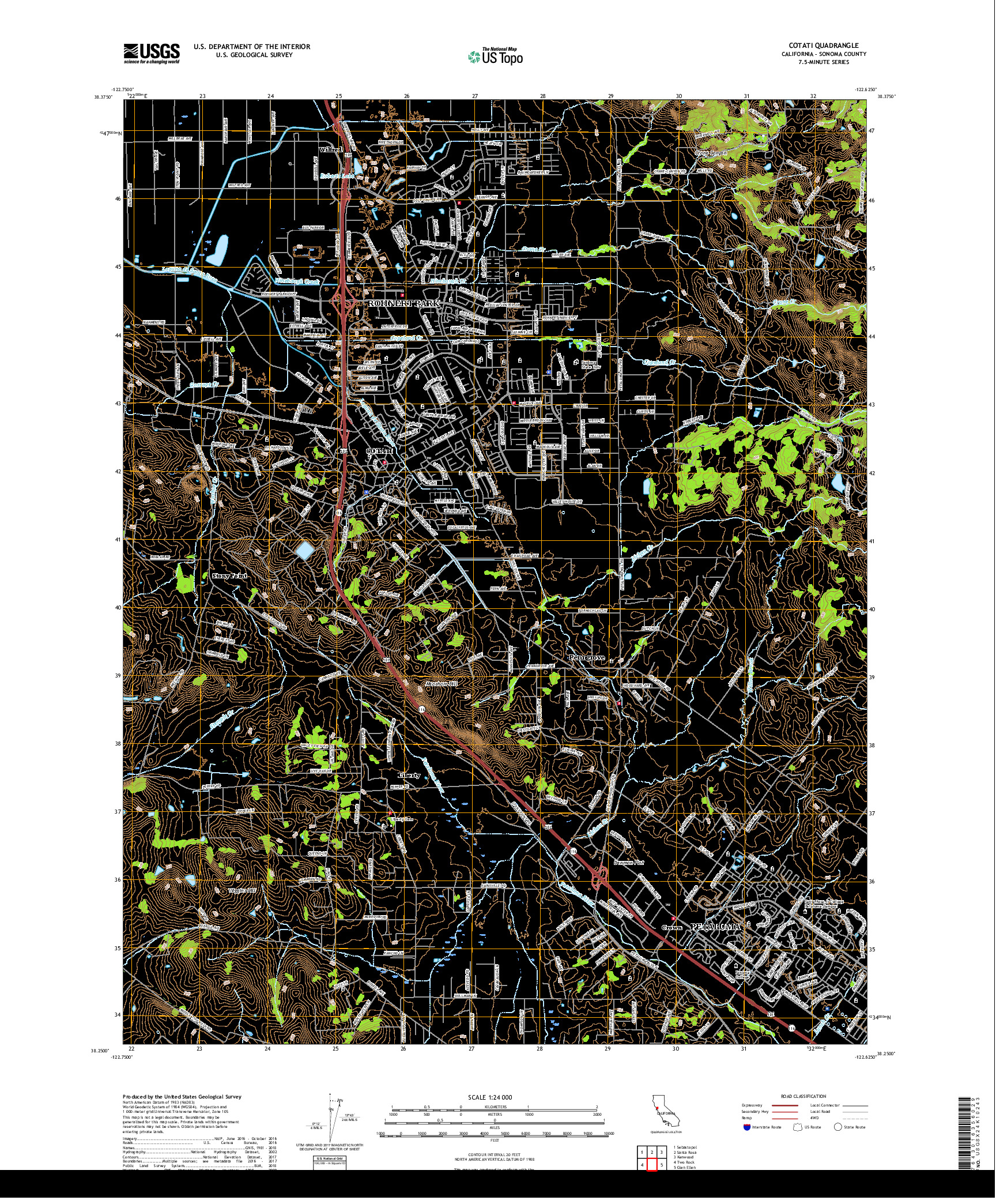 USGS US TOPO 7.5-MINUTE MAP FOR COTATI, CA 2018