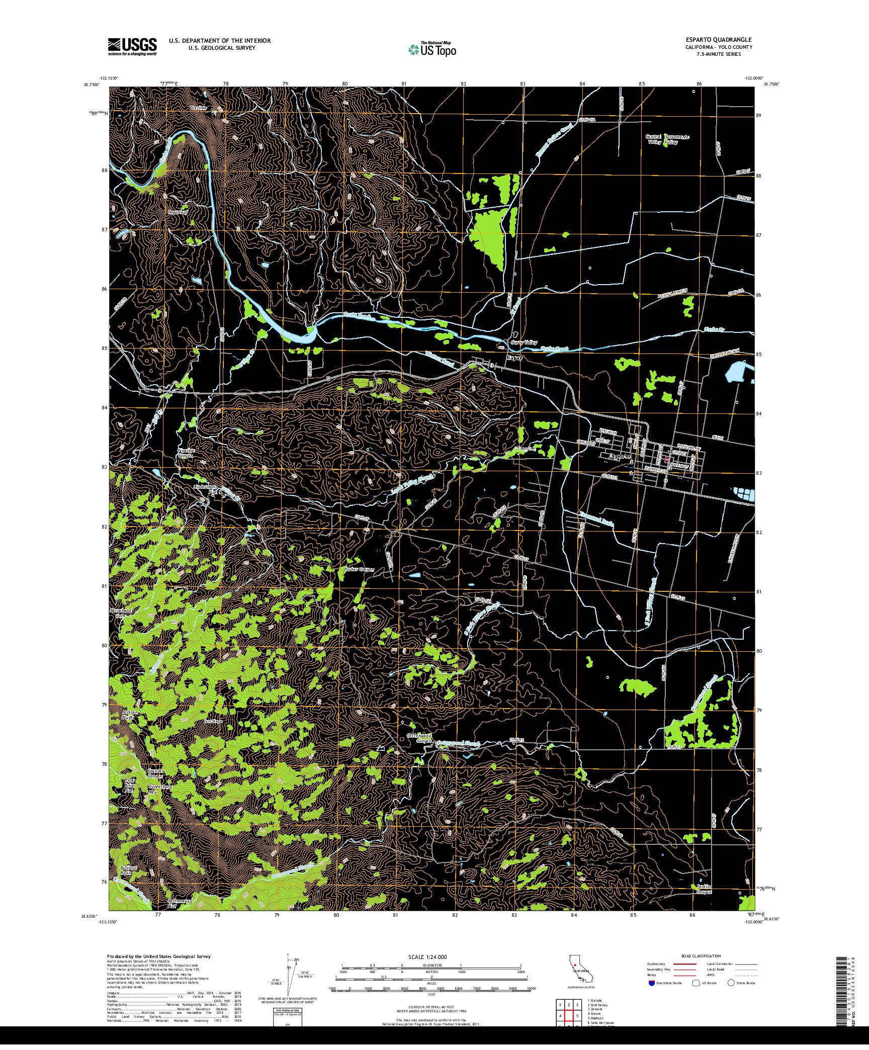 USGS US TOPO 7.5-MINUTE MAP FOR ESPARTO, CA 2018