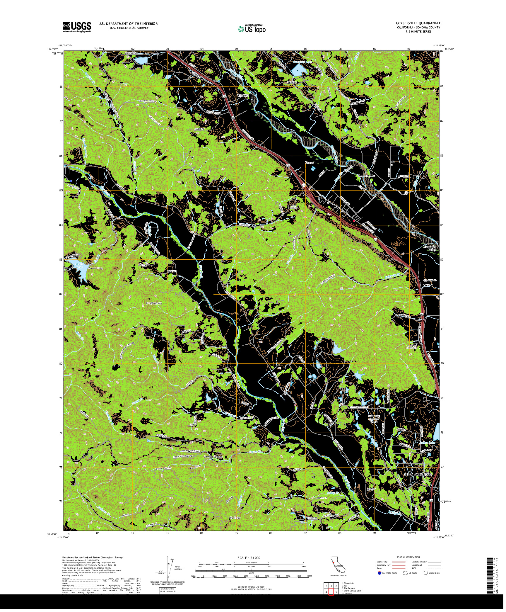 USGS US TOPO 7.5-MINUTE MAP FOR GEYSERVILLE, CA 2018