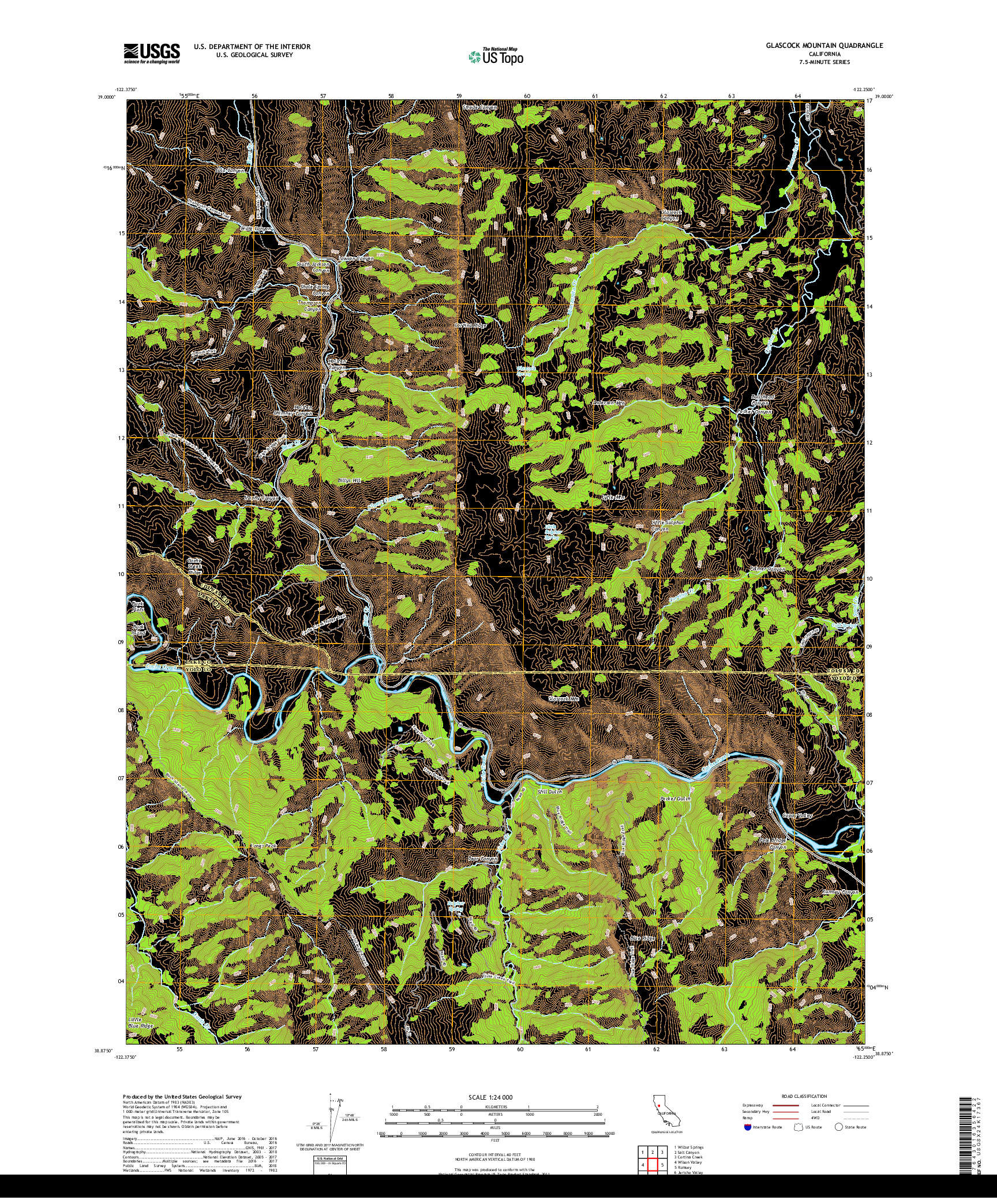 USGS US TOPO 7.5-MINUTE MAP FOR GLASCOCK MOUNTAIN, CA 2018