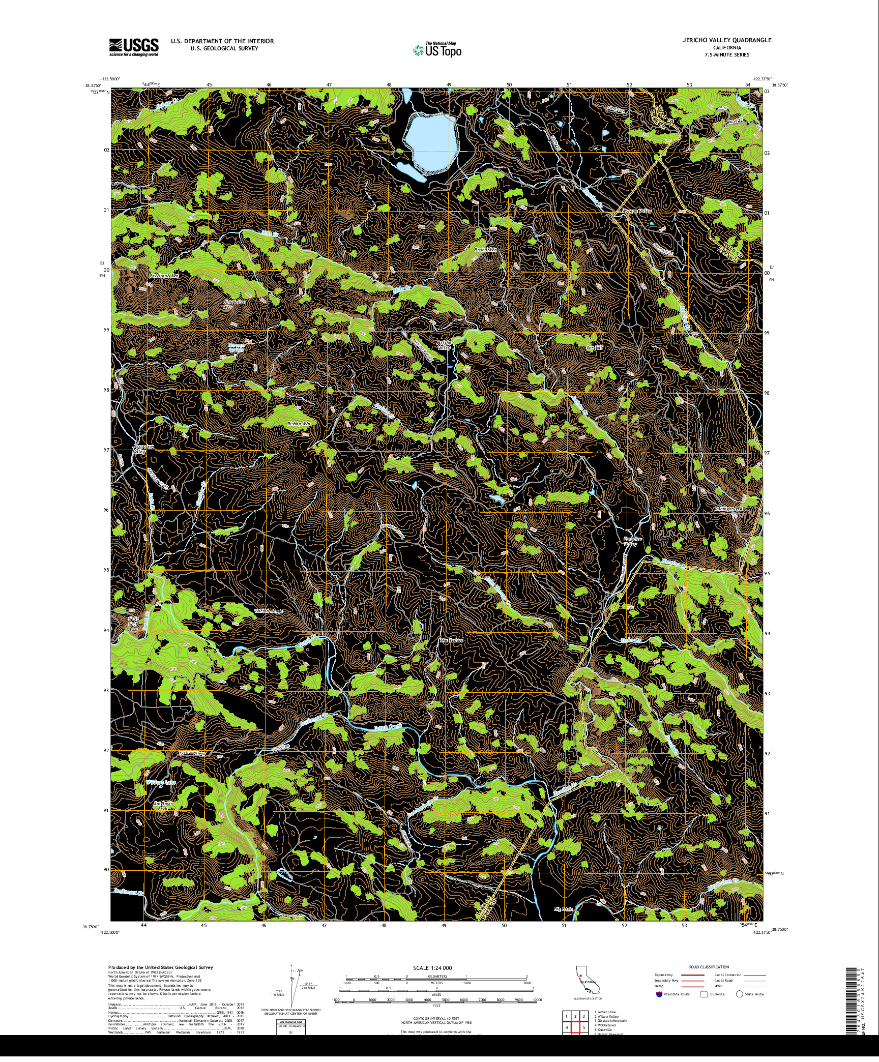 USGS US TOPO 7.5-MINUTE MAP FOR JERICHO VALLEY, CA 2018