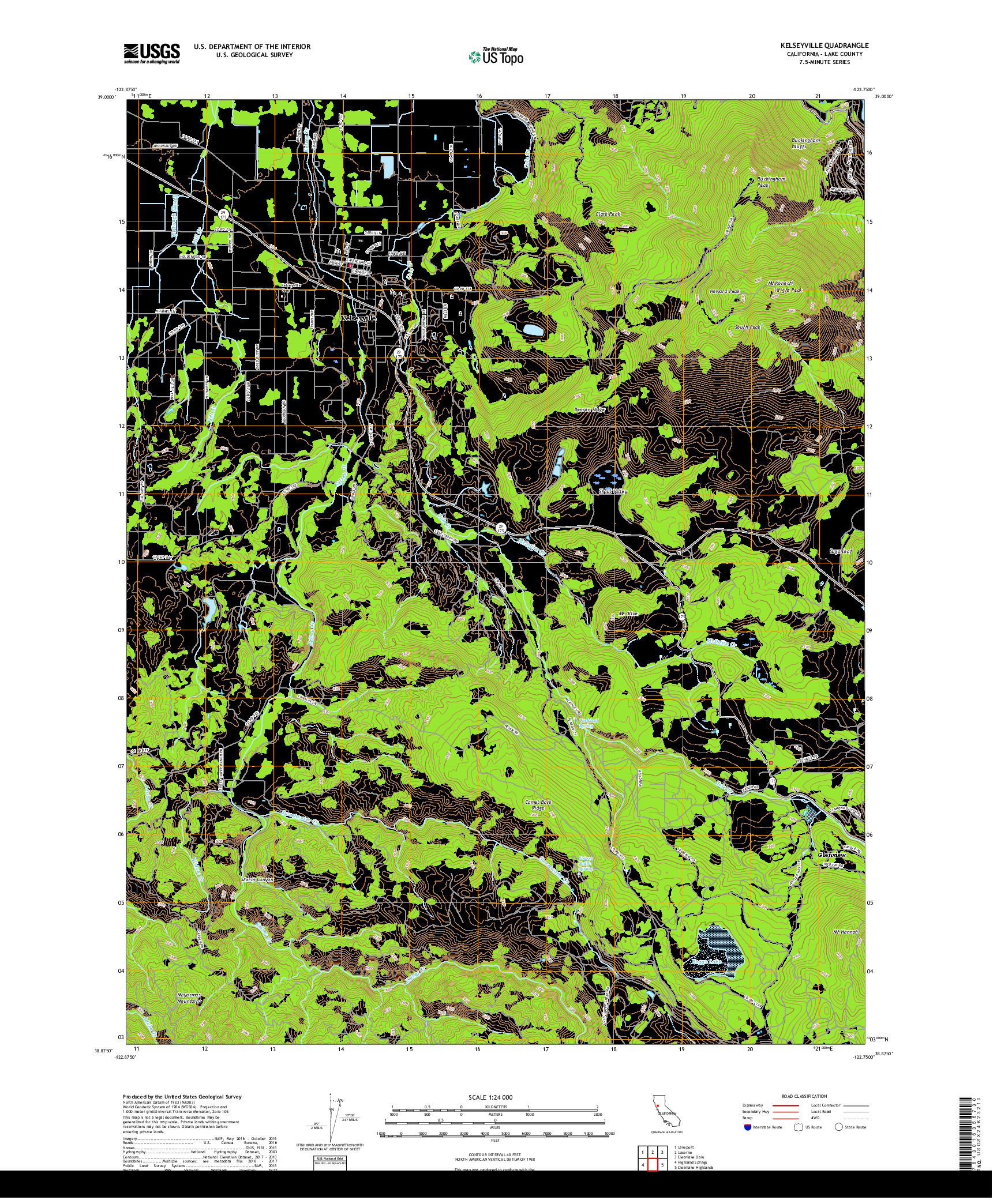 USGS US TOPO 7.5-MINUTE MAP FOR KELSEYVILLE, CA 2018